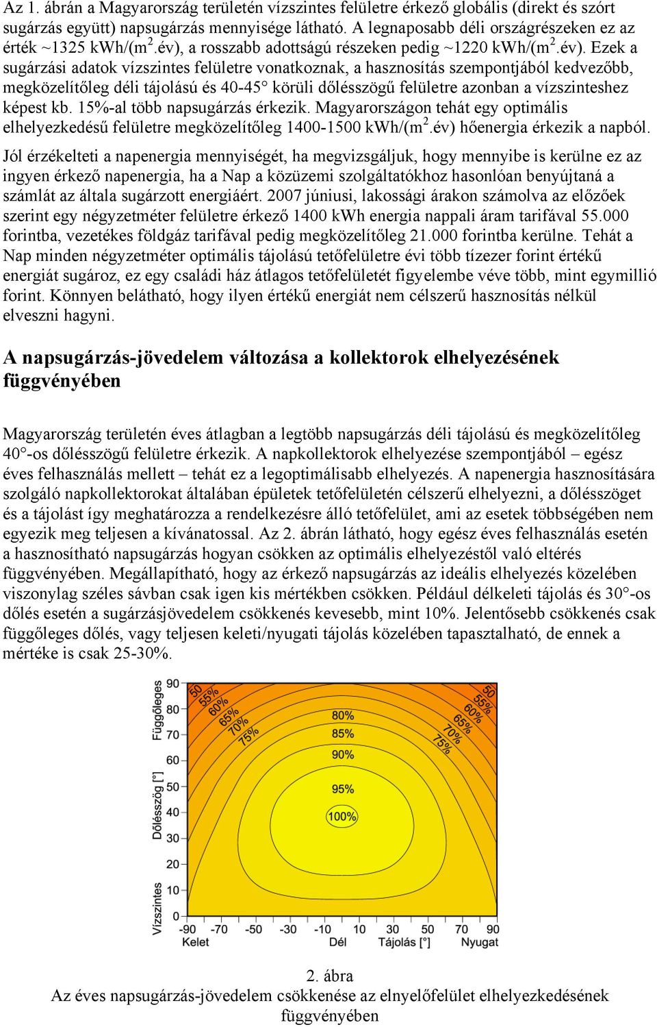 a rosszabb adottságú részeken pedig ~1220 kwh/(m 2.év).