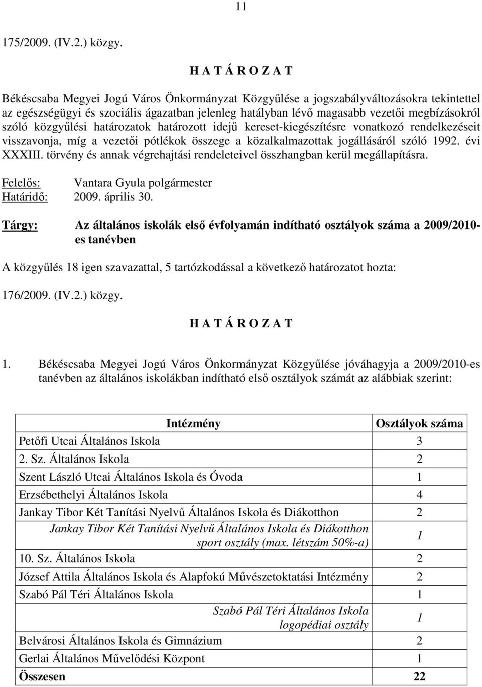 közgyőlési határozatok határozott idejő kereset-kiegészítésre vonatkozó rendelkezéseit visszavonja, míg a vezetıi pótlékok összege a közalkalmazottak jogállásáról szóló 1992. évi XXXIII.