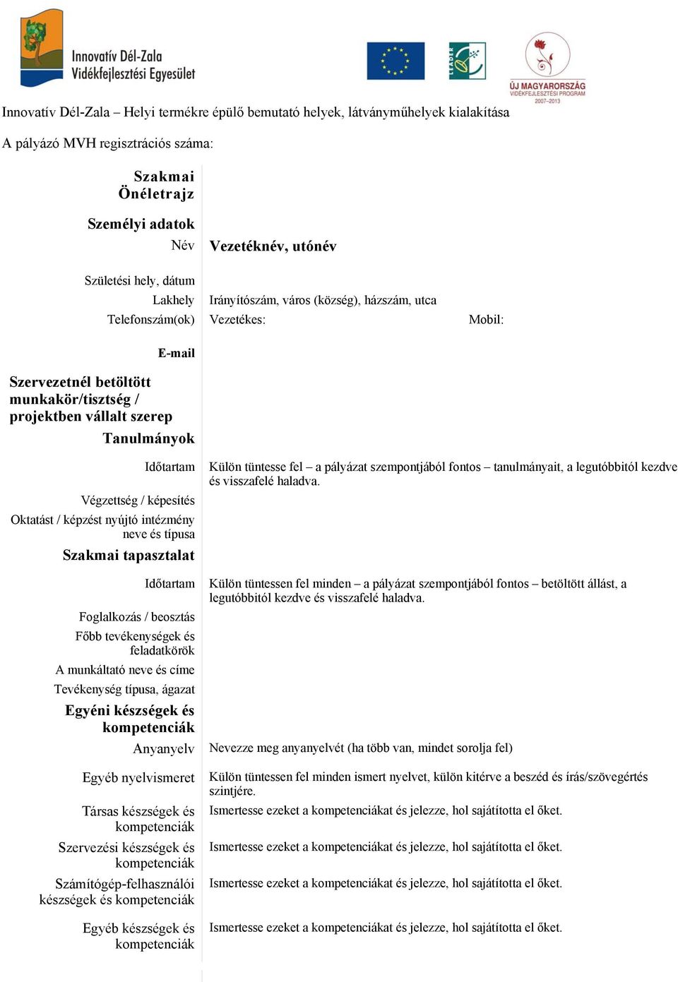 tevékenységek és feladatkörök A munkáltató neve és címe Tevékenység típusa, ágazat Egyéni készségek és kompetenciák Anyanyelv Egyéb nyelvismeret Társas készségek és kompetenciák Szervezési készségek