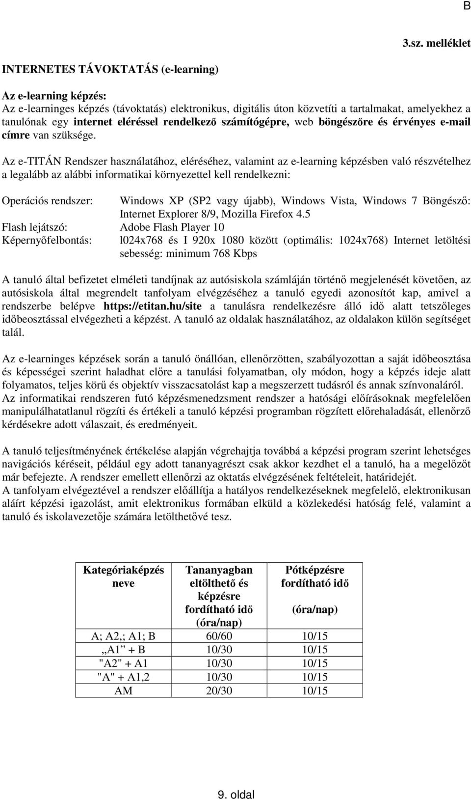 Az e-titán Rendszer használatához, eléréséhez, valamint az e-learning képzésben való részvételhez a legalább az alábbi informatikai környezettel kell rendelkezni: Operációs rendszer: Flash lejátszó: