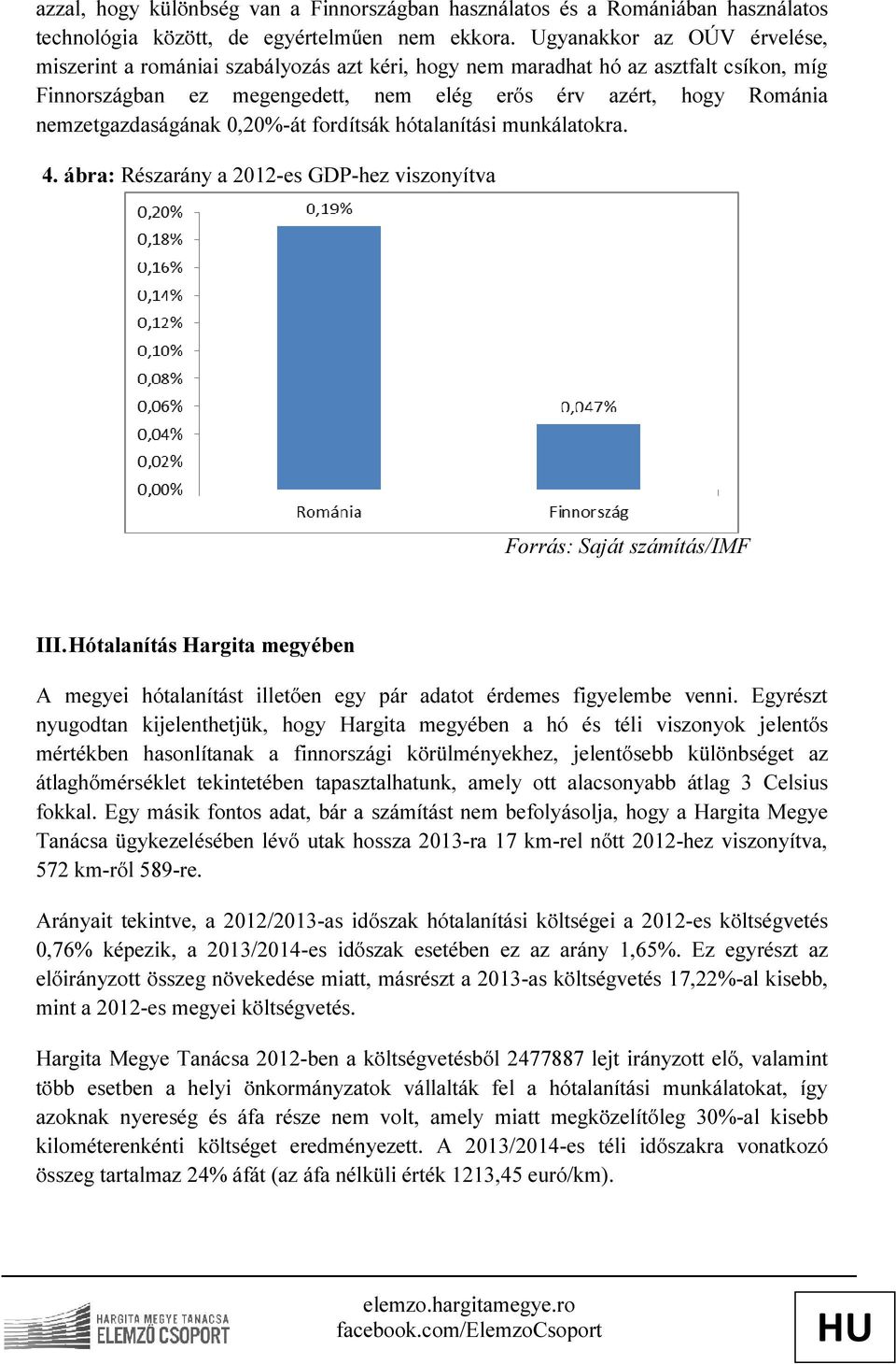 nemzetgazdaságának 0,20%-át fordítsák hótalanítási munkálatokra. 4. ábra: Részarány a 2012-es GDP-hez viszonyítva Forrás: Saját számítás/imf III.