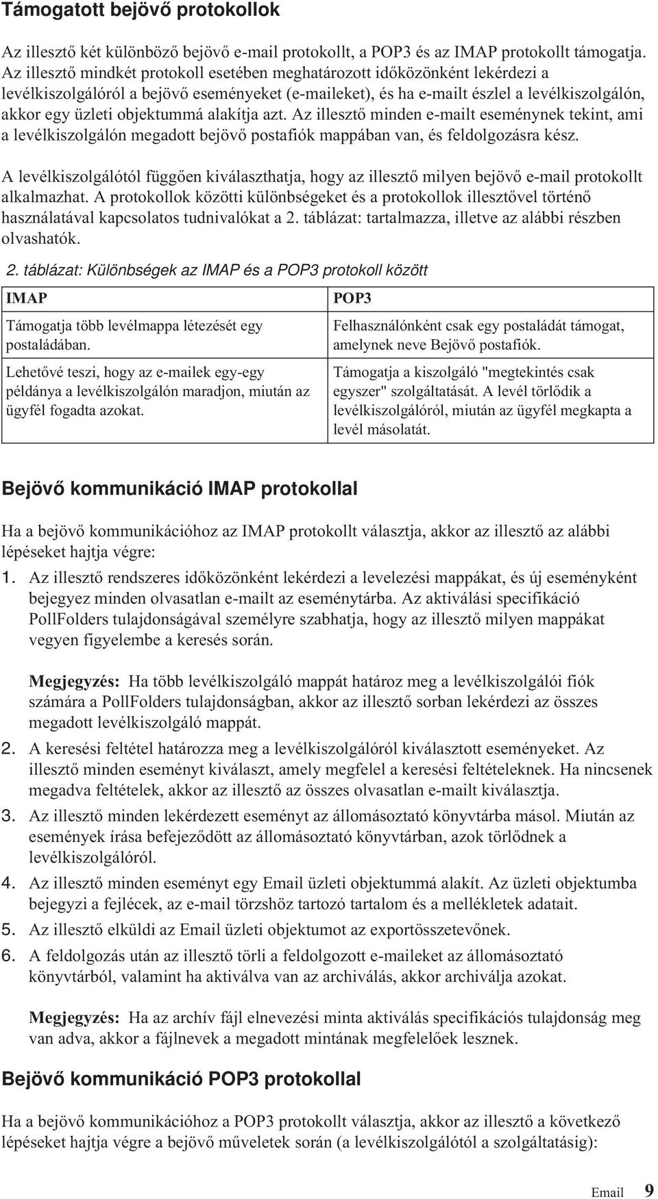 objektummá alakítja azt. Az illesztő minden e-mailt eseménynek tekint, ami a levélkiszolgálón megadott bejövő postafiók mappában van, és feldolgozásra kész.
