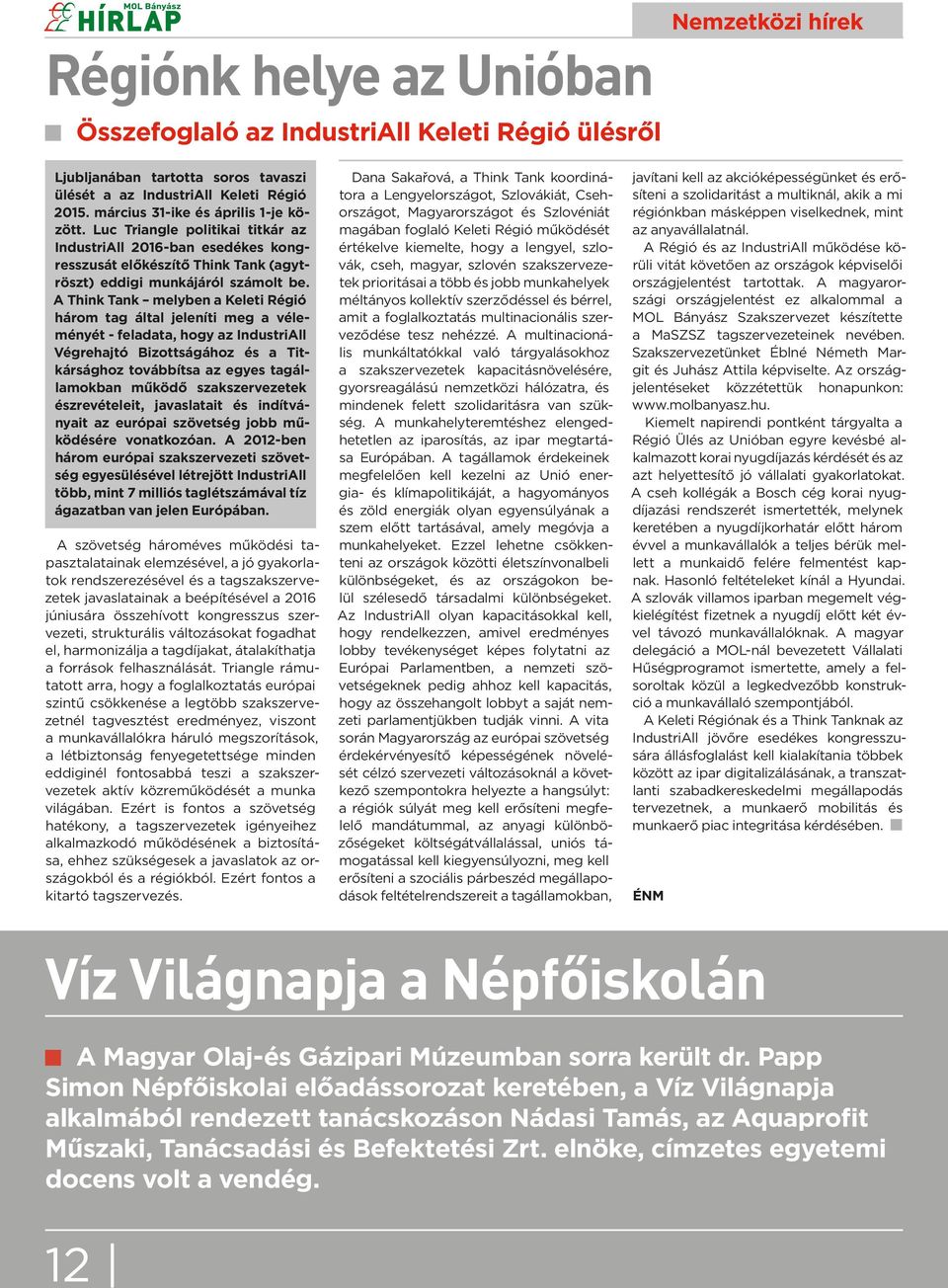 A Think Tank melyben a Keleti Régió három tag által jeleníti meg a véleményét - feladata, hogy az IndustriAll Végrehajtó Bizottságához és a Titkársághoz továbbítsa az egyes tagállamokban működő