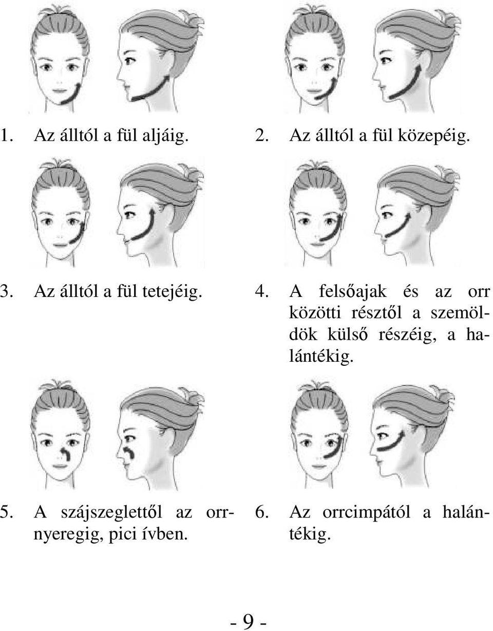 A felsıajak és az orr közötti résztıl a szemöldök külsı