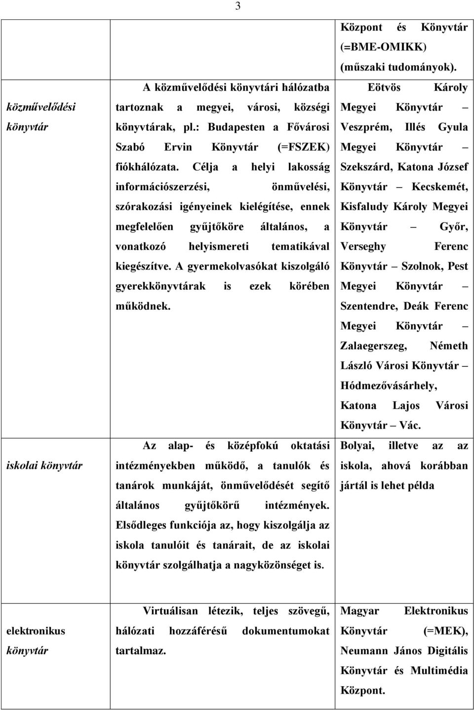 A gyermekolvasókat kiszolgáló gyerekkönyvtárak is ezek körében működnek.