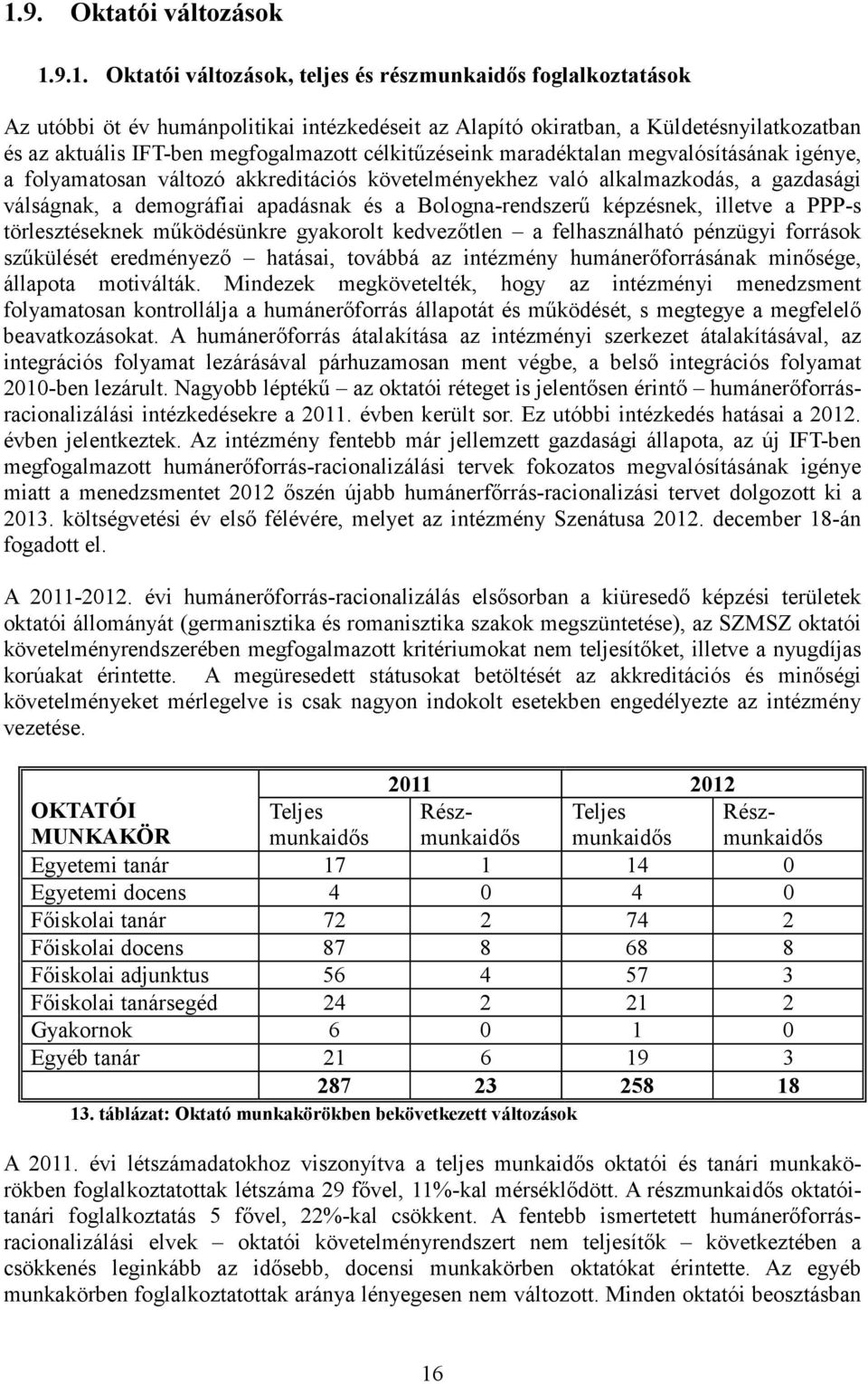 a Bologna-rendszerő képzésnek, illetve a PPP-s törlesztéseknek mőködésünkre gyakorolt kedvezıtlen a felhasználható pénzügyi források szőkülését eredményezı hatásai, továbbá az intézmény