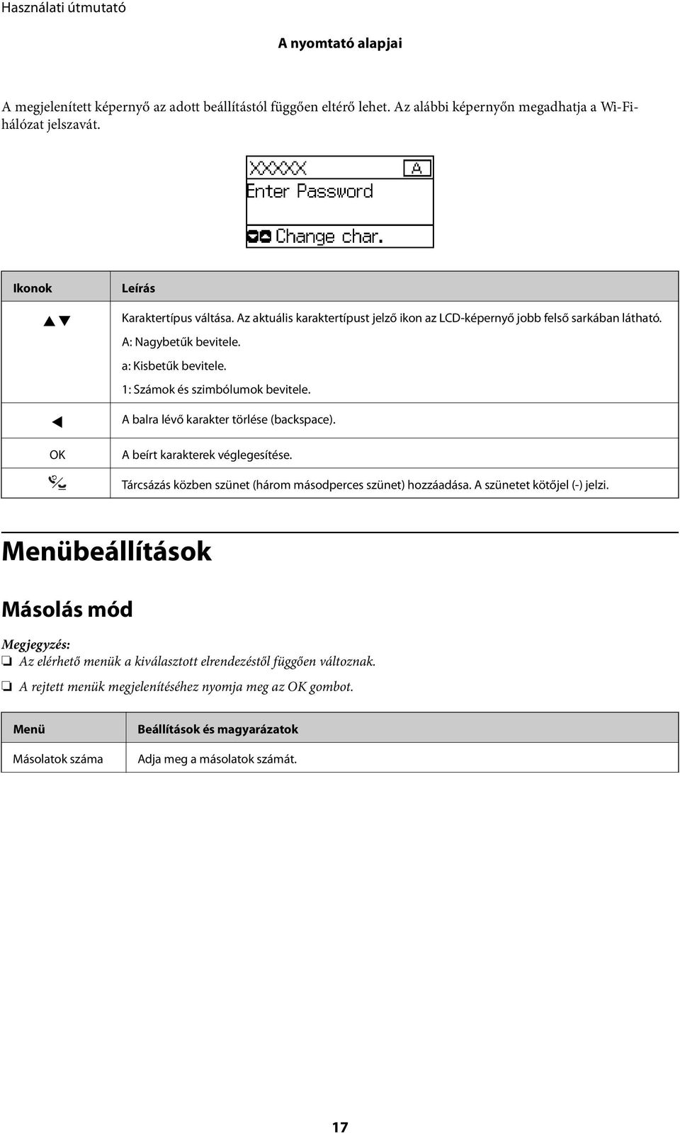 1: Számok és szimbólumok bevitele. A balra lévő karakter törlése (backspace). A beírt karakterek véglegesítése. Tárcsázás közben szünet (három másodperces szünet) hozzáadása.