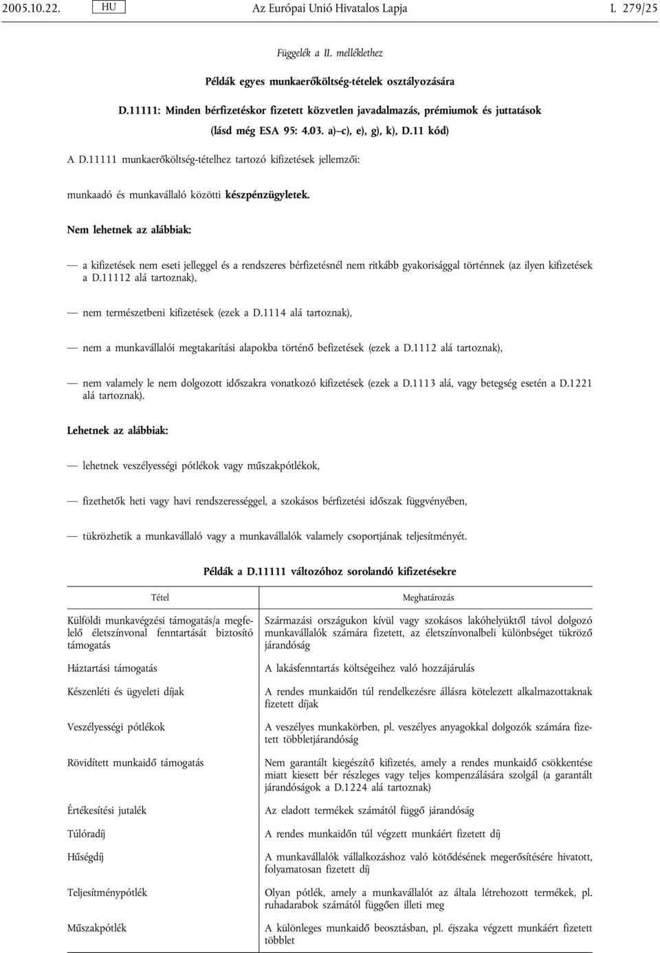 11111 munkaerőköltség-tételhez tartozó kifizetések jellemzői: munkaadó és munkavállaló közötti készpénzügyletek.