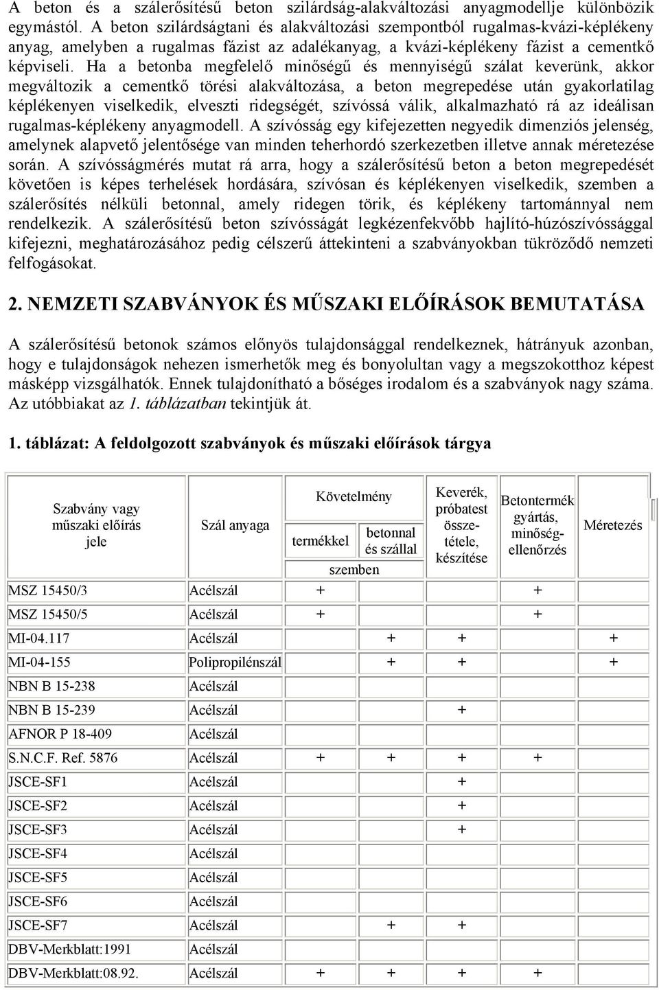 Ha a betonba megfelelő minőségű és mennyiségű szálat keverünk, akkor megváltozik a cementkő törési alakváltozása, a beton megrepedése után gyakorlatilag képlékenyen viselkedik, elveszti ridegségét,