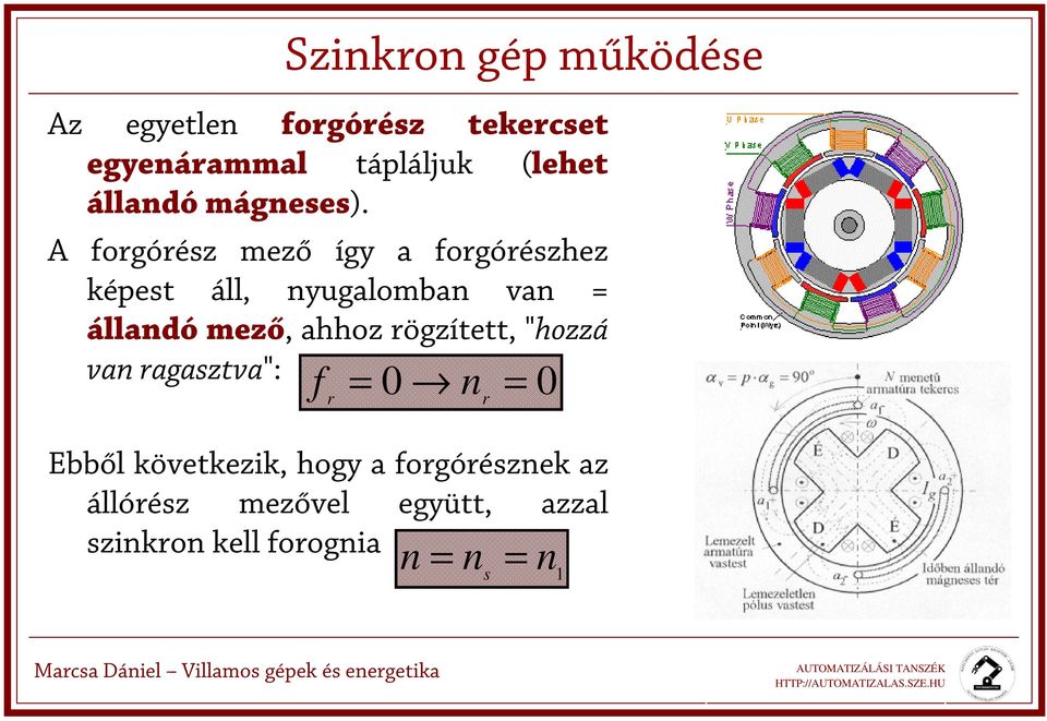 A forgórész mező így a forgórészhez képest áll, nyugalomban van = állandó mező, ahhoz