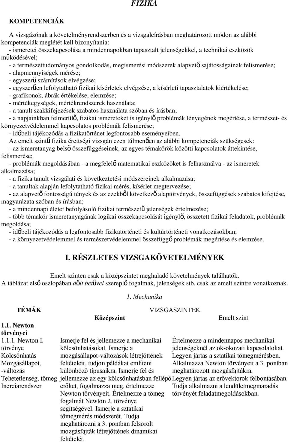 számítások elvégzése; - egyszerűen lefolytatható fizikai kísérletek elvégzése, a kísérleti tapasztalatok kiértékelése; - grafikonok, ábrák értékelése, elemzése; - mértékegységek, mértékrendszerek