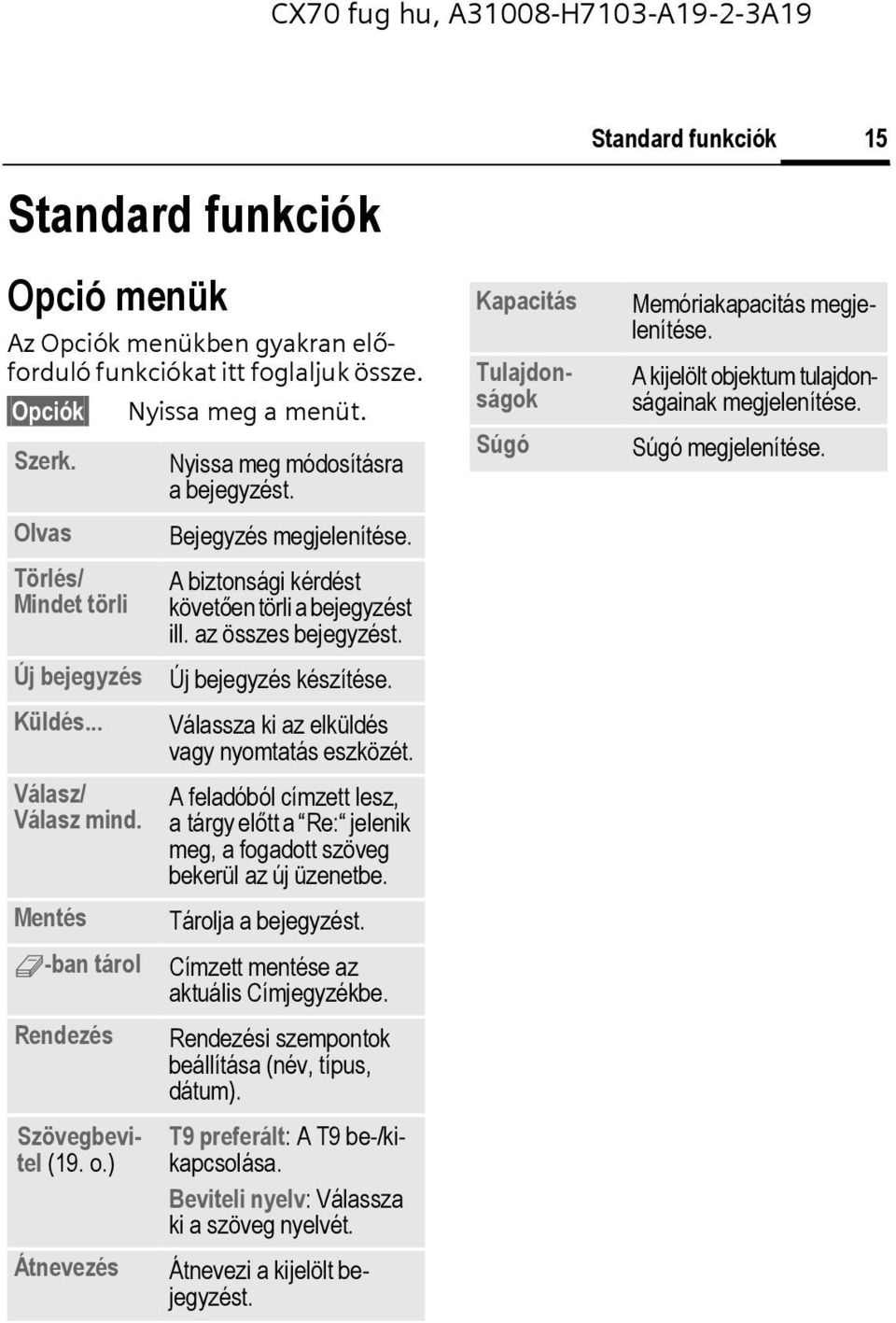 A biztonsági kérdést követően törli a bejegyzést ill. az összes bejegyzést. Új bejegyzés készítése. Válassza ki az elküldés vagy nyomtatás eszközét.