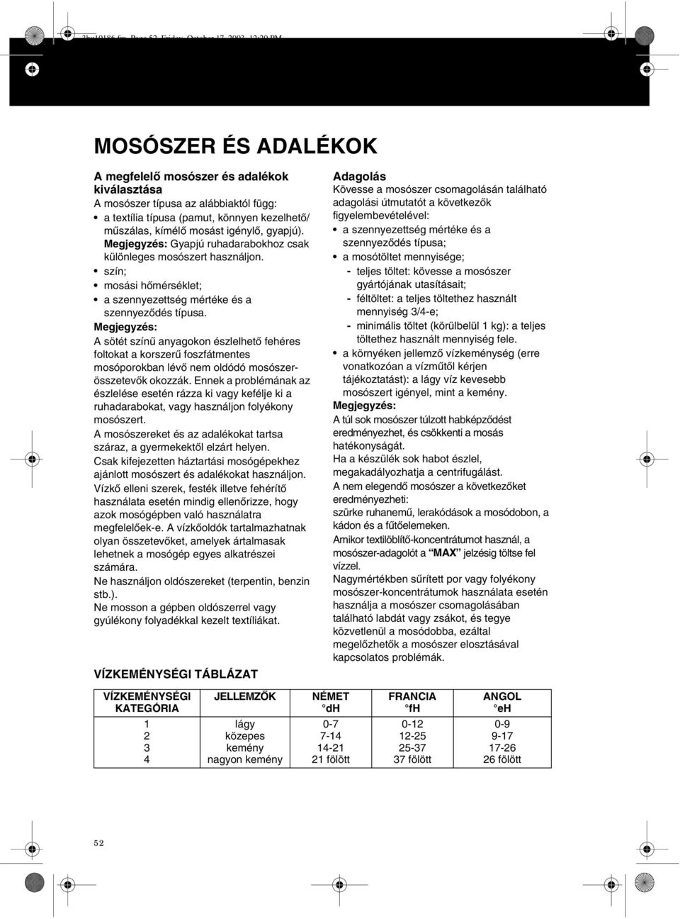 műszálas, kímélő mosást igénylő, gyapjú). Megjegyzés: Gyapjú ruhadarabokhoz csak különleges mosószert használjon. szín; mosási hőmérséklet; a szennyezettség mértéke és a szennyeződés típusa.