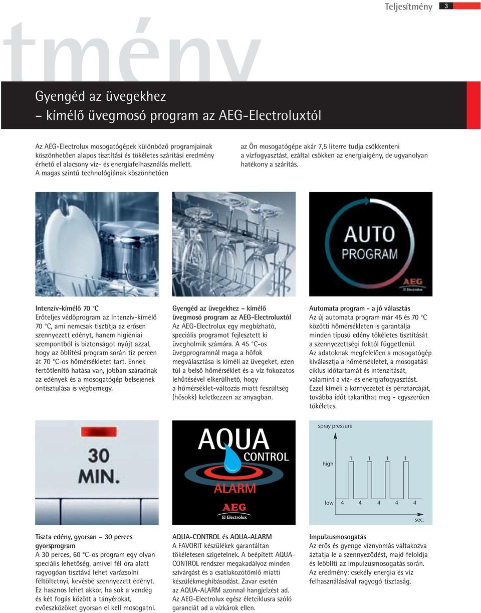 magas szintı technológiának köszönhetœen az Ön mosogatógépe akár 7,5 literre tudja csökkenteni a vízfogyasztást, ezáltal csökken az energiaigény, de ugyanolyan hatékony a szárítás.