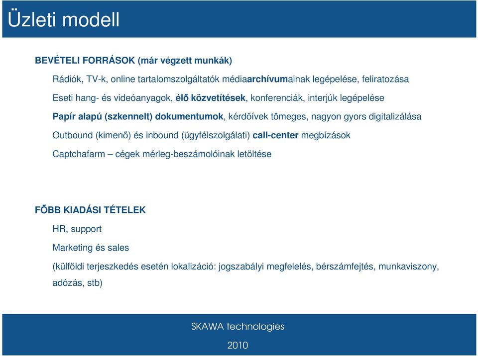 digitalizálása Outbound (kimenő) és inbound (ügyfélszolgálati) call-center megbízások Captchafarm cégek mérleg-beszámolóinak letöltése FŐBB