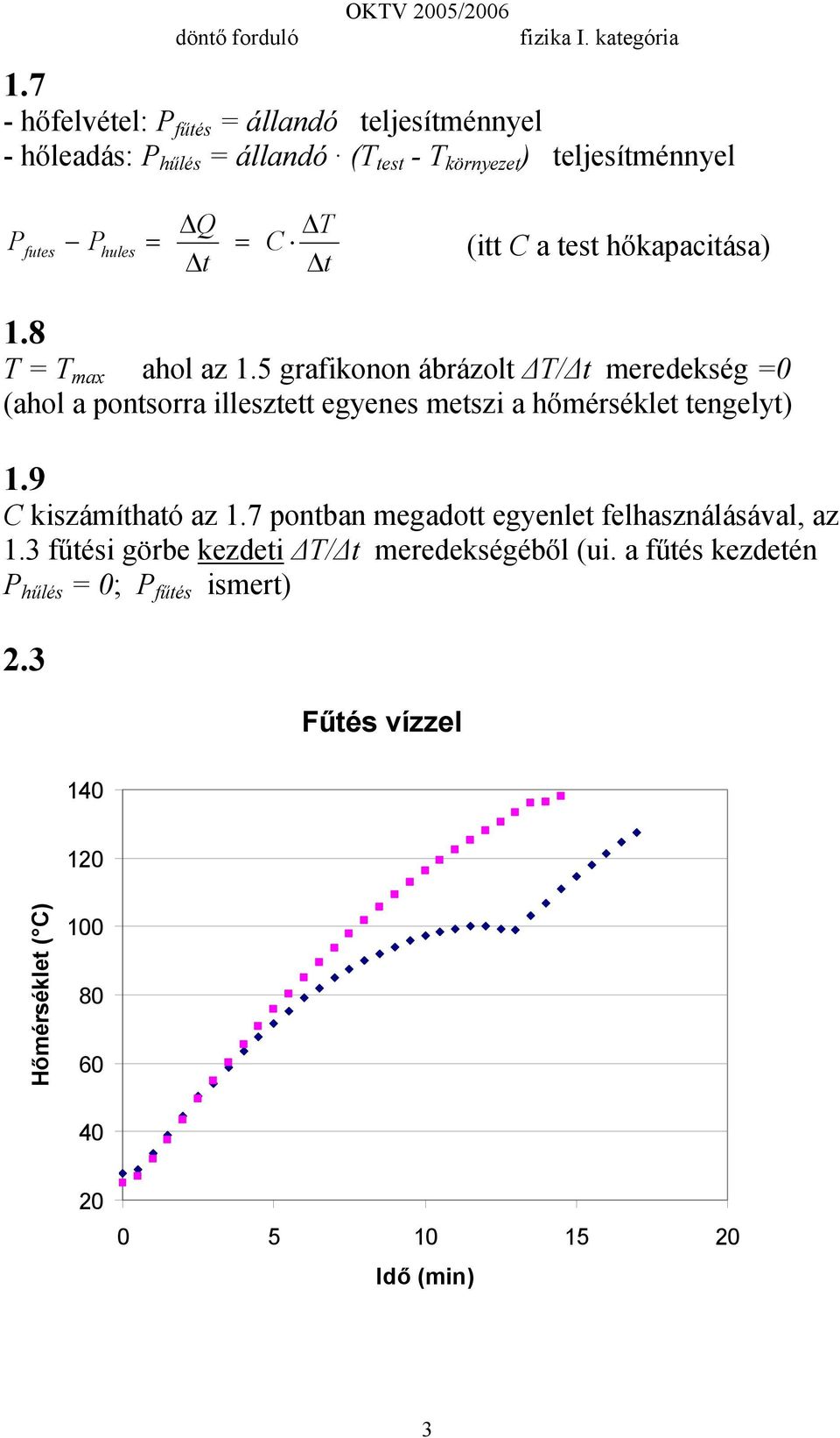 (itt C a test hőkapacitása) t t 1.8 T = T max ahol az 1.