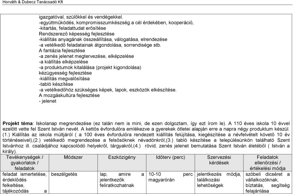 vetélkedő feladatainak átgondolása, sorrendisége stb.