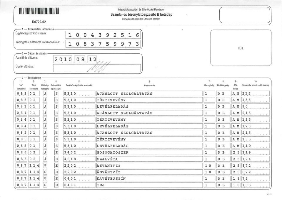 "A" Tétel Költség- Számlatétel sorszáma azonosító kategóra típusa (E/S) 08 0 J, 8 J 08 084 084 084 085 085 085 086 086 087 087 087 087 0 0 0 0 0 0 0 0 4 4 4 4 004956 0875997 0 0.