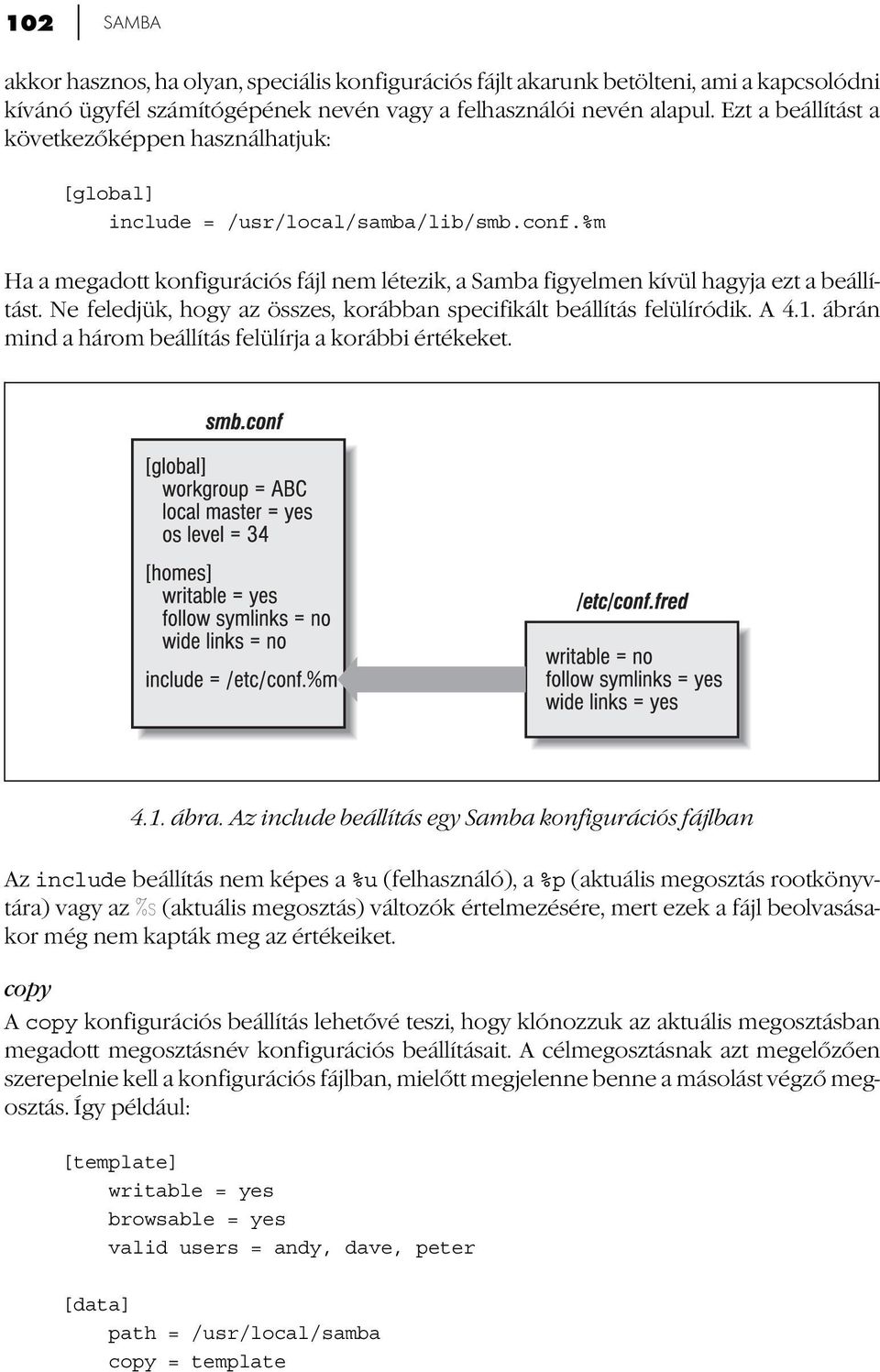 Ne feledjük, hogy az összes, korábban specifikált beállítás felülíródik. A 4.1. ábrán mind a három beállítás felülírja a korábbi értékeket. 4.1. ábra.