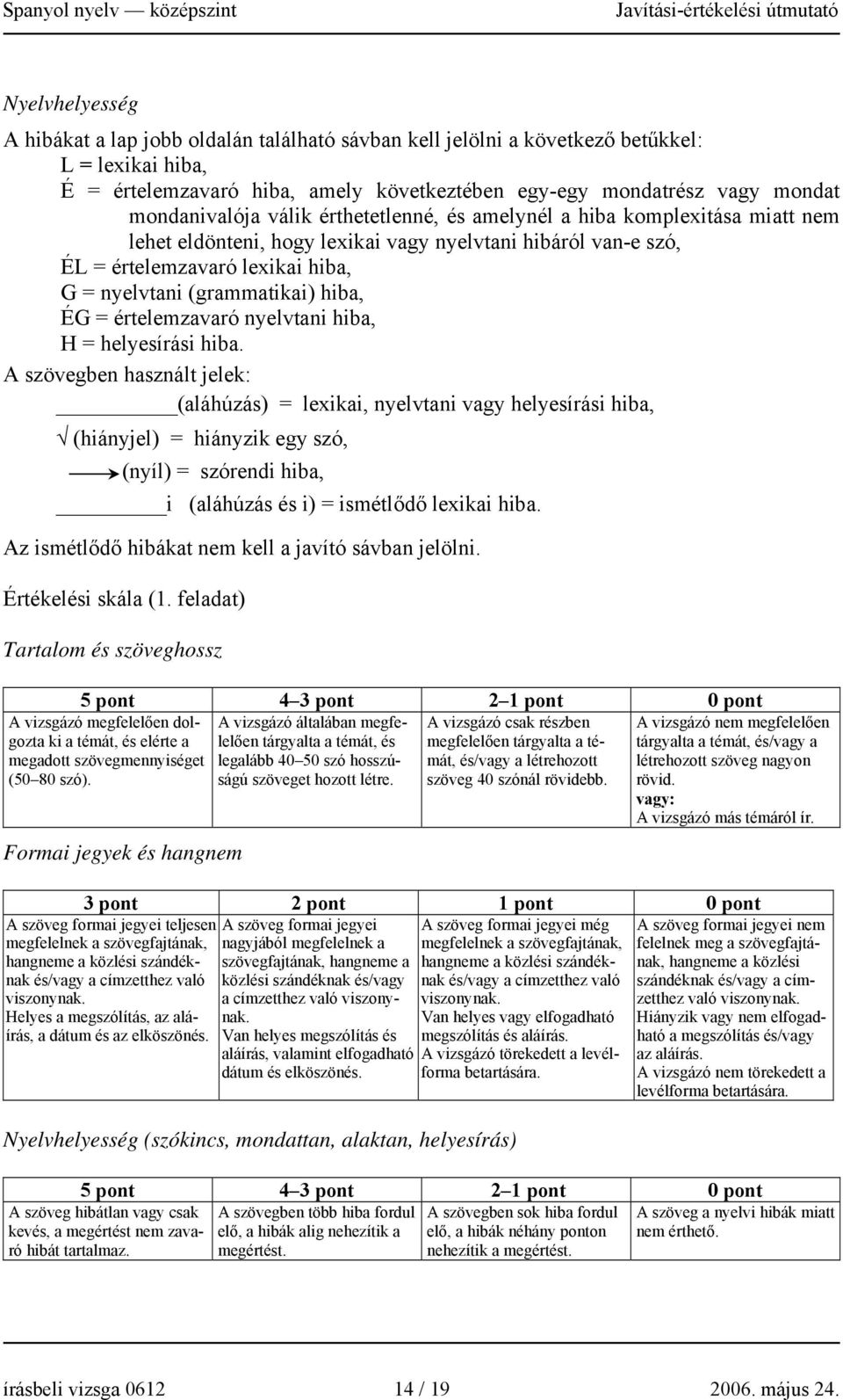 (grammatikai) hiba, ÉG = értelemzavaró nyelvtani hiba, H = helyesírási hiba.