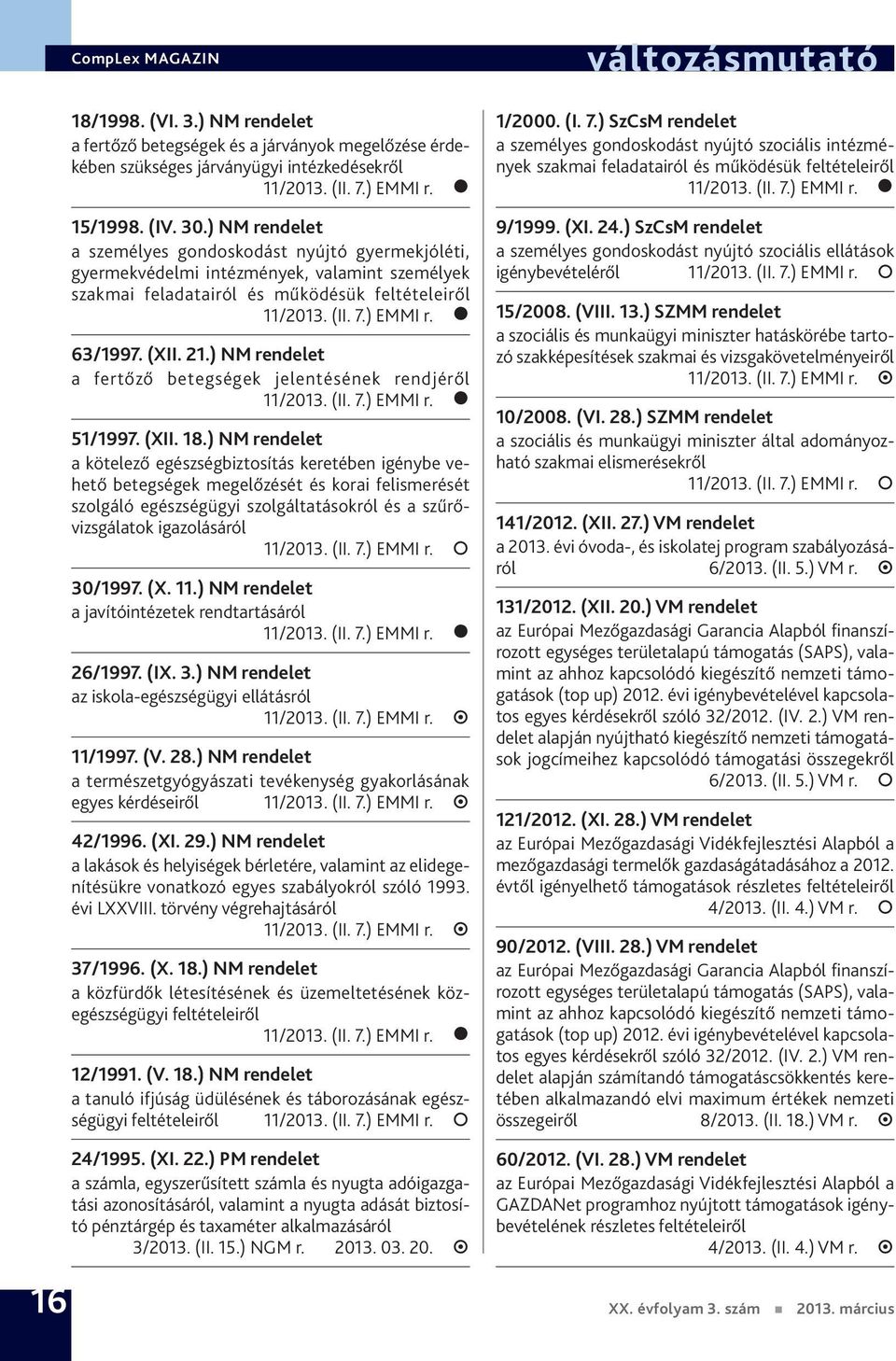 ) NM rendelet a fertőző betegségek jelentésének rendjéről 51/1997. (XII. 18.