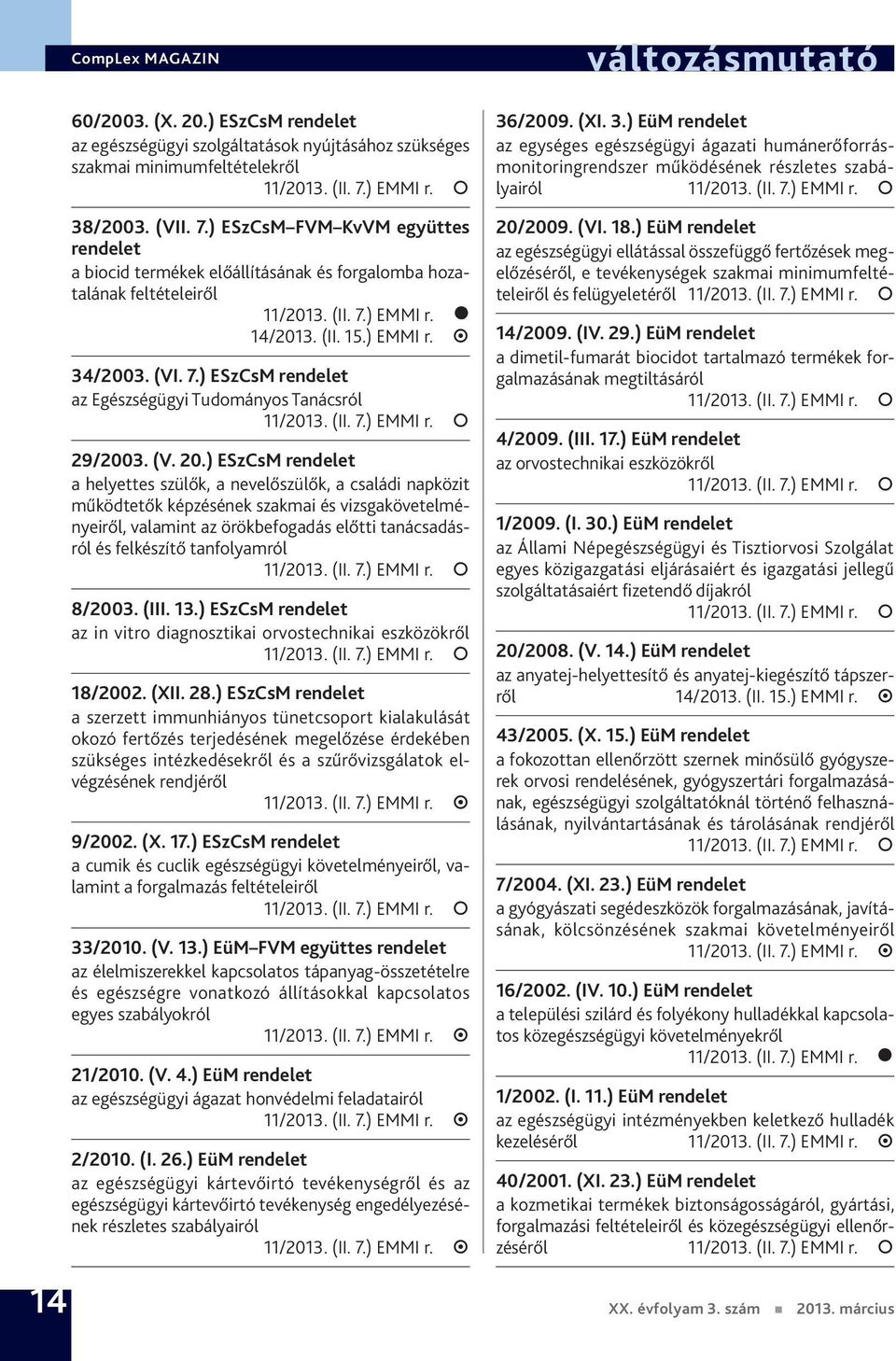 ) ESzCsM rendelet az Egészségügyi Tudományos Tanácsról 29/2003. (V. 20.