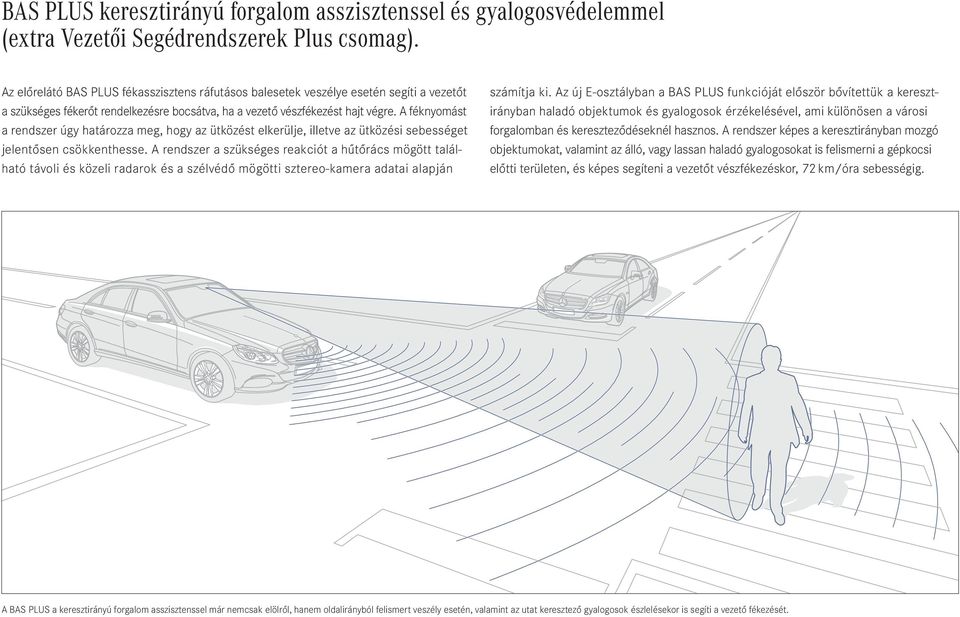 A féknyomást a rendszer úgy határozza meg, hogy az ütközést elkerülje, illetve az ütközési sebességet jelentősen csökkenthesse.