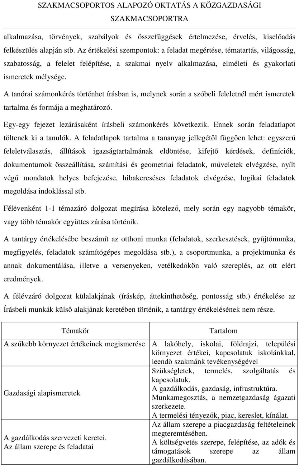 A tanórai számonkérés történhet írásban is, melynek során a szóbeli feleletnél mért ismeretek tartalma és formája a meghatározó. Egy-egy fejezet lezárásaként írásbeli számonkérés következik.