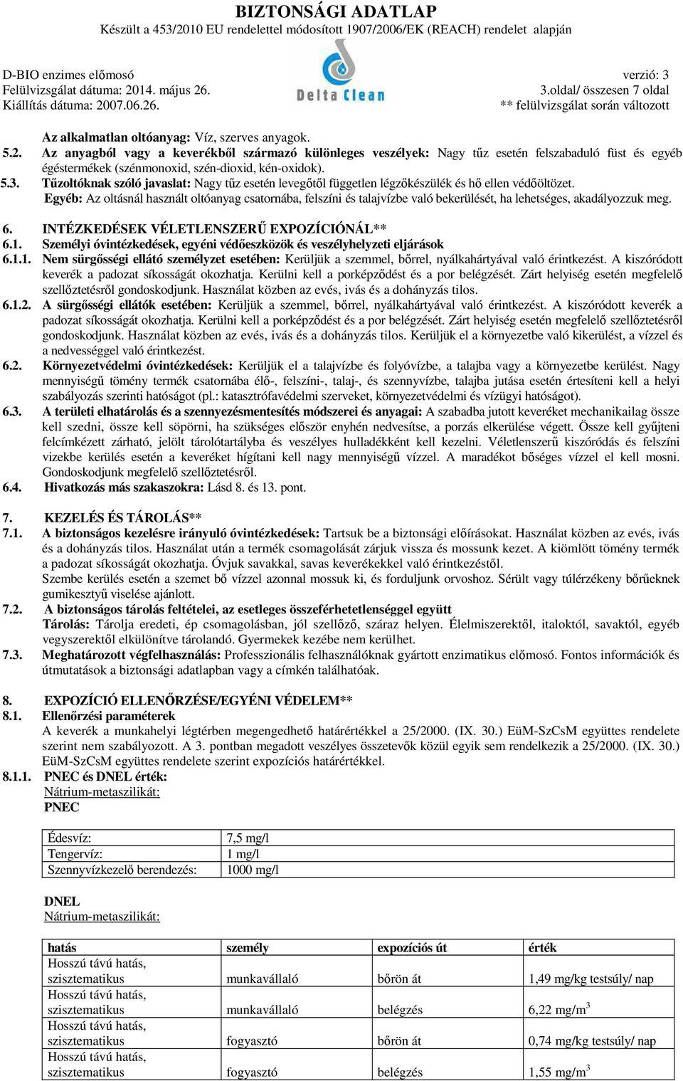 Tűzoltóknak szóló javaslat: Nagy tűz esetén levegőtől független légzőkészülék és hő ellen védőöltözet.