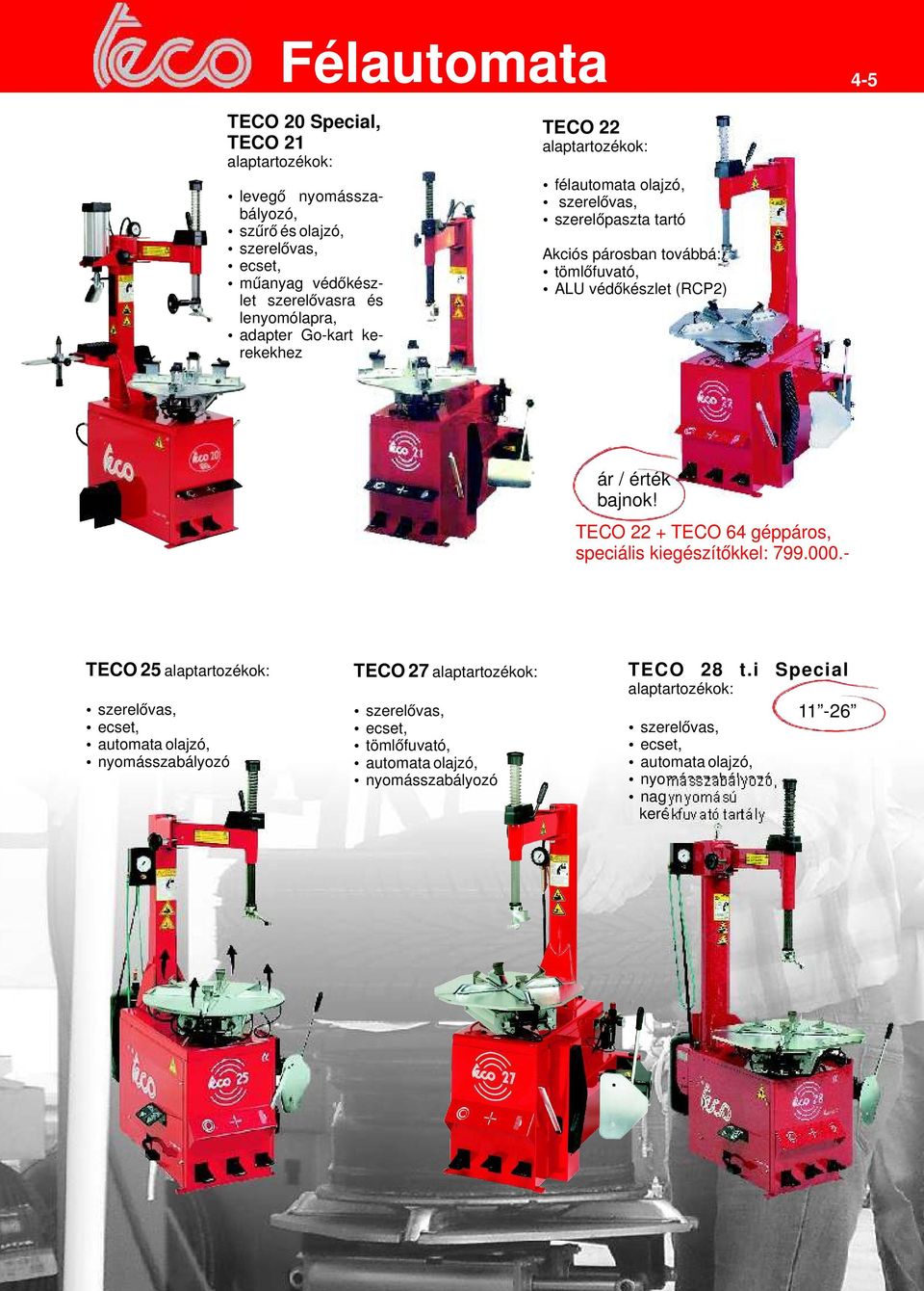 TECO 22 + TECO 64 géppáros, speciális kiegészítőkkel: 799.000.