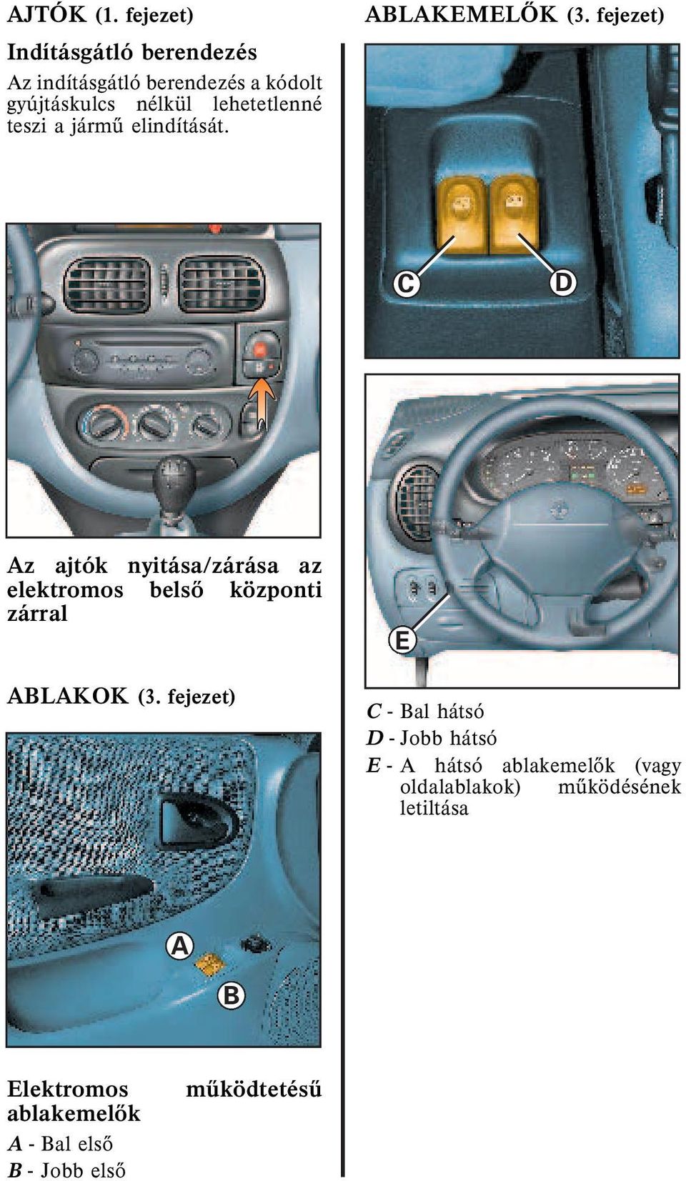 lehetetlenné teszi a jármû elindítását. LKEMELÕK (3.