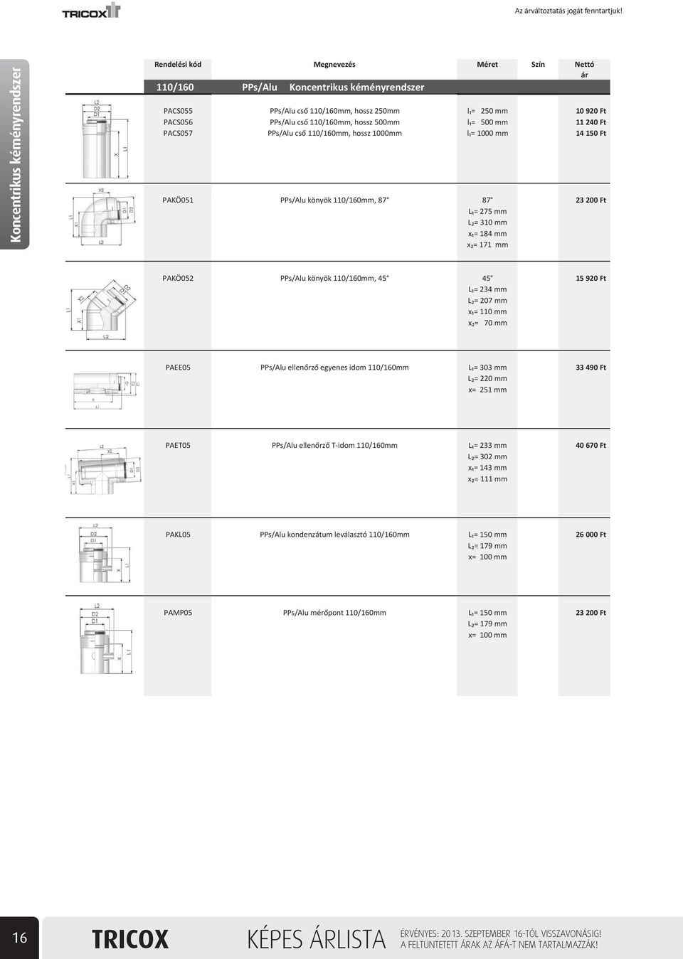L = 234 mm L = 207 mm x = 110 mm x = 70 mm 15 920 Ft PAEE05 PPs/Alu ellen rz egyenes idom 110/160mm L = 303 mm L = 220 mm x= 251 mm 33 490 Ft PAET05 PPs/Alu ellen rz T-idom 110/160mm L = 233 mm L =