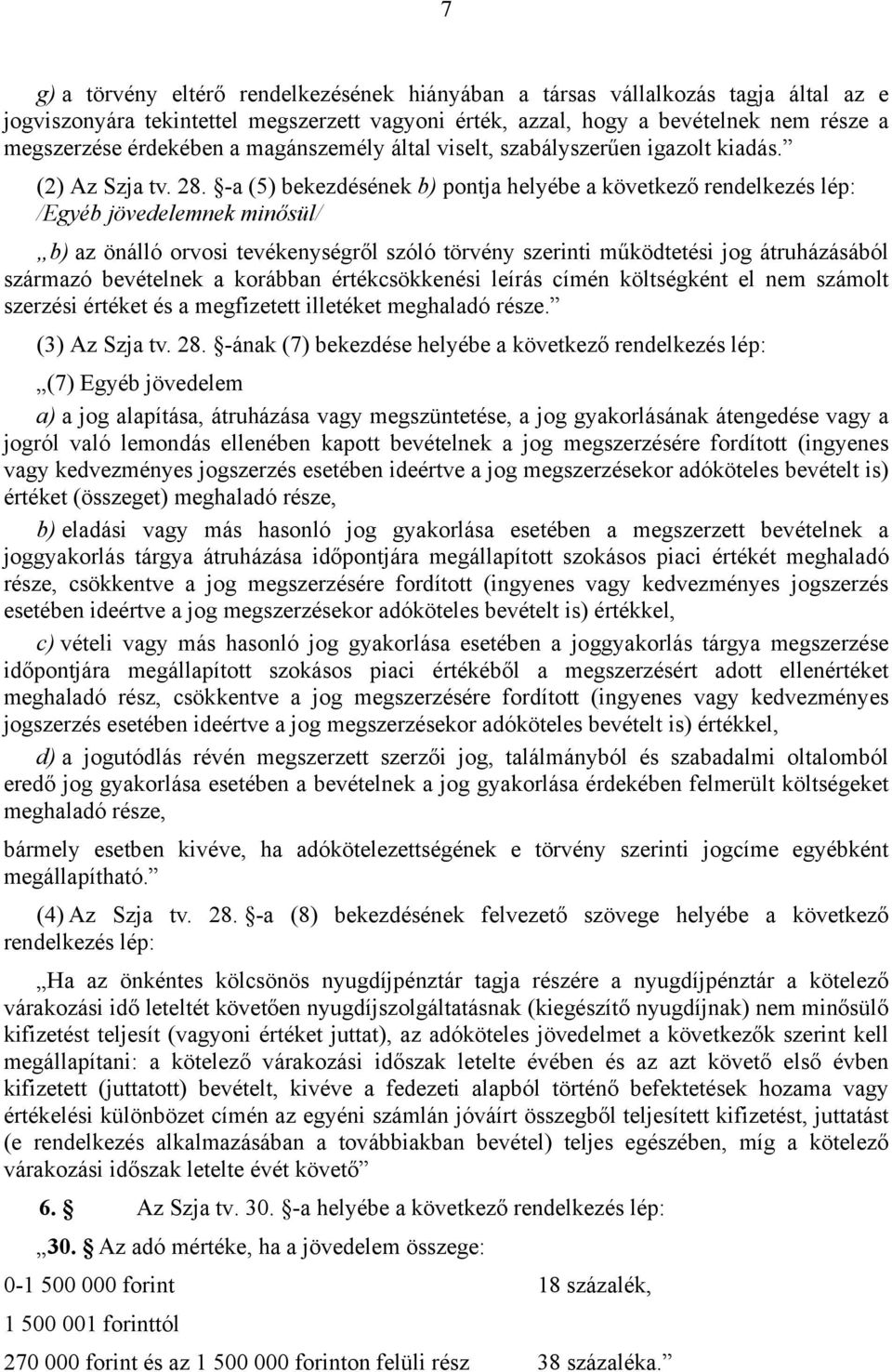 -a (5) bekezdésének b) pontja helyébe a következő rendelkezés lép: /Egyéb jövedelemnek minősül/ b) az önálló orvosi tevékenységről szóló törvény szerinti működtetési jog átruházásából származó