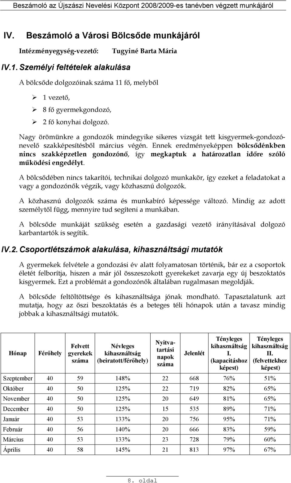 Nagy örömünkre a gondozók mindegyike sikeres vizsgát tett kisgyermek-gondozónevelı szakképesítésbıl március végén.