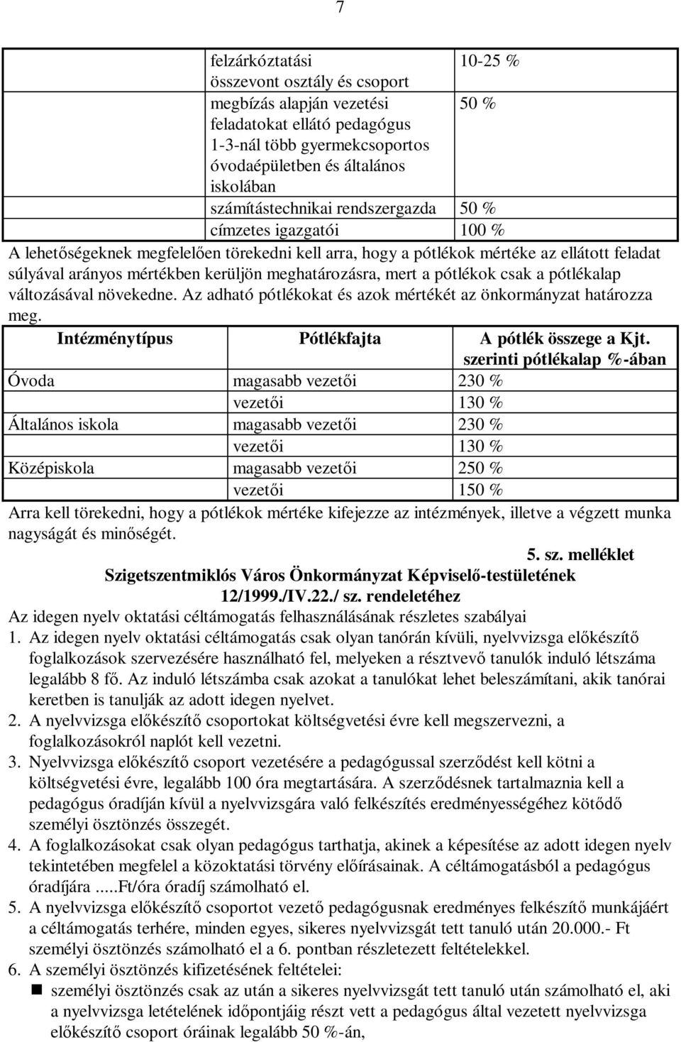 meghatározásra, mert a pótlékok csak a pótlékalap változásával növekedne. Az adható pótlékokat és azok mértékét az önkormányzat határozza meg. Intézménytípus Pótlékfajta A pótlék összege a Kjt.