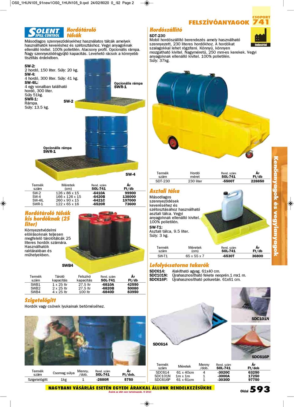 Súly: 20 kg. SW-4: 4 hordó, 300 liter. Súly: 41 kg. SW-4IL: 4 egy vonalban található hordó, 300 liter. Súly 51kg. SWR-1: Rámpa. SW-2 Súly: 13.5 kg.