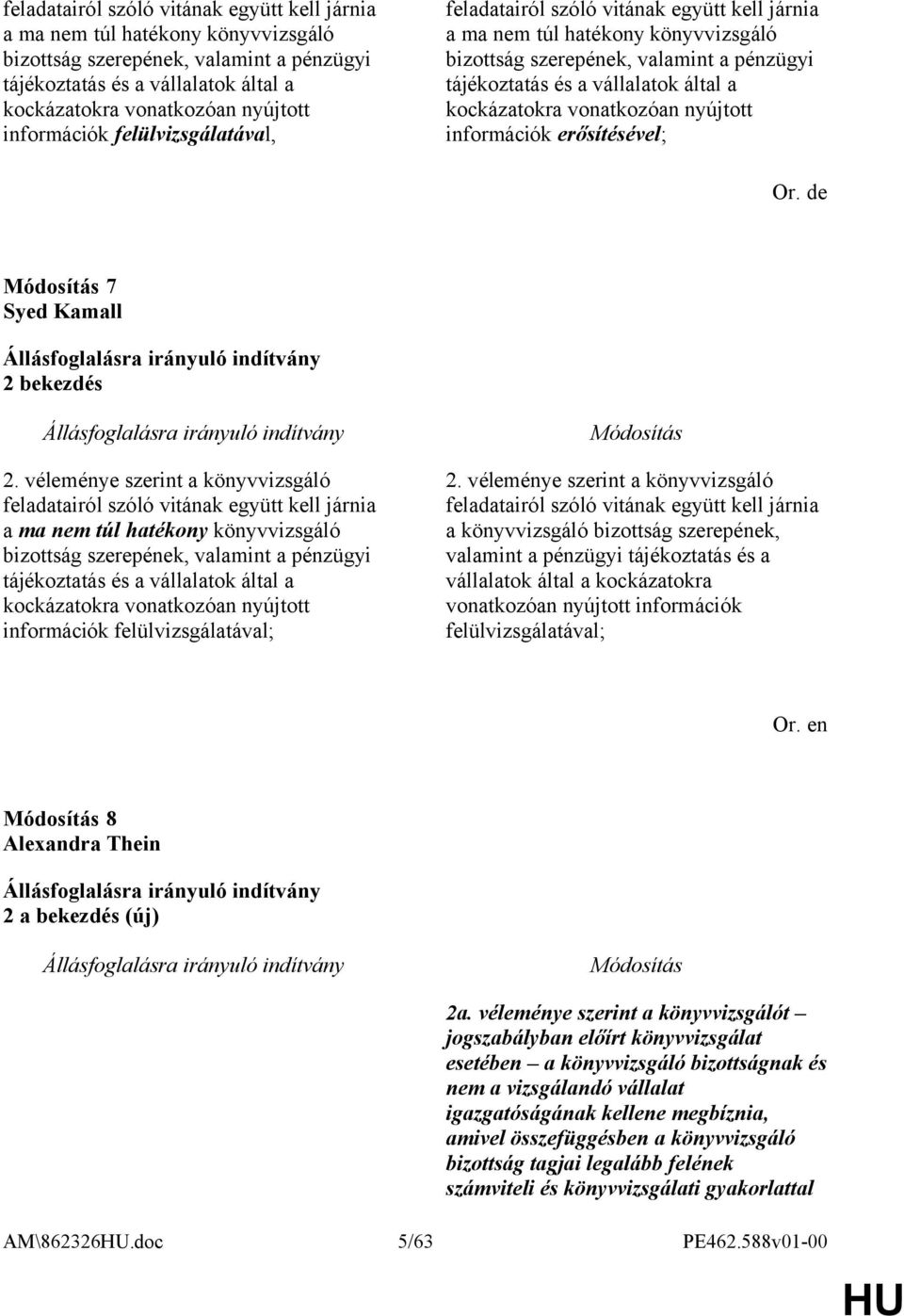 véleménye szerint a könyvvizsgáló feladatairól szóló vitának együtt kell járnia a könyvvizsgáló bizottság szerepének, valamint a pénzügyi tájékoztatás és a vállalatok által a kockázatokra vonatkozóan