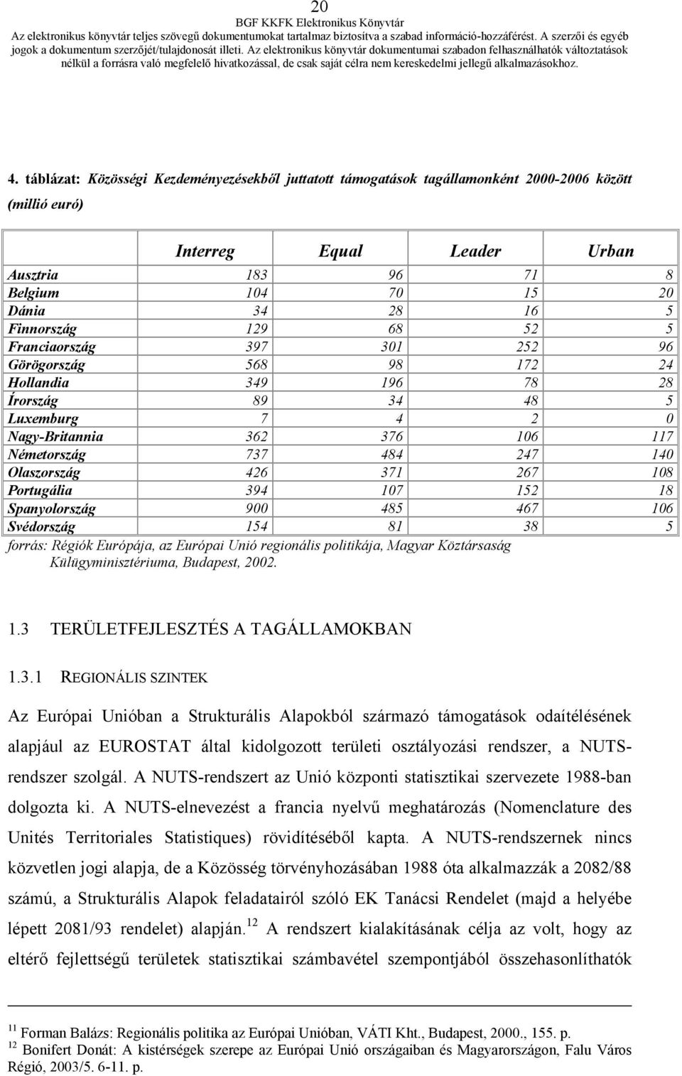 Olaszország 426 371 267 108 Portugália 394 107 152 18 Spanyolország 900 485 467 106 Svédország 154 81 38 5 forrás: Régiók Európája, az Európai Unió regionális politikája, Magyar Köztársaság