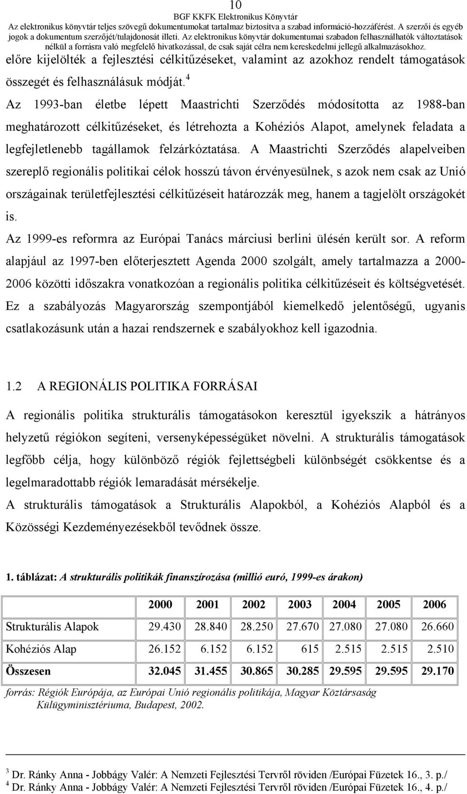 A Maastrichti Szerződés alapelveiben szereplő regionális politikai célok hosszú távon érvényesülnek, s azok nem csak az Unió országainak területfejlesztési célkitűzéseit határozzák meg, hanem a