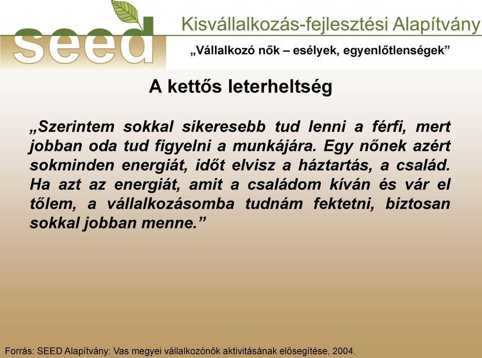 Ha azt az energiát, amit a családom kíván és vár el tőlem, a vállalkozásomba tudnám fektetni,