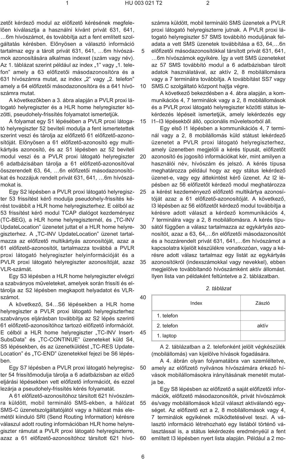 telefon amely a 63 elõfizetõi másodazonosítóra és a 631 hívószámra mutat, az index 2 vagy 2. telefon amely a 64 elõfizetõi másodazonosítóra és a 641 hívószámra mutat. A következõkben a 3.