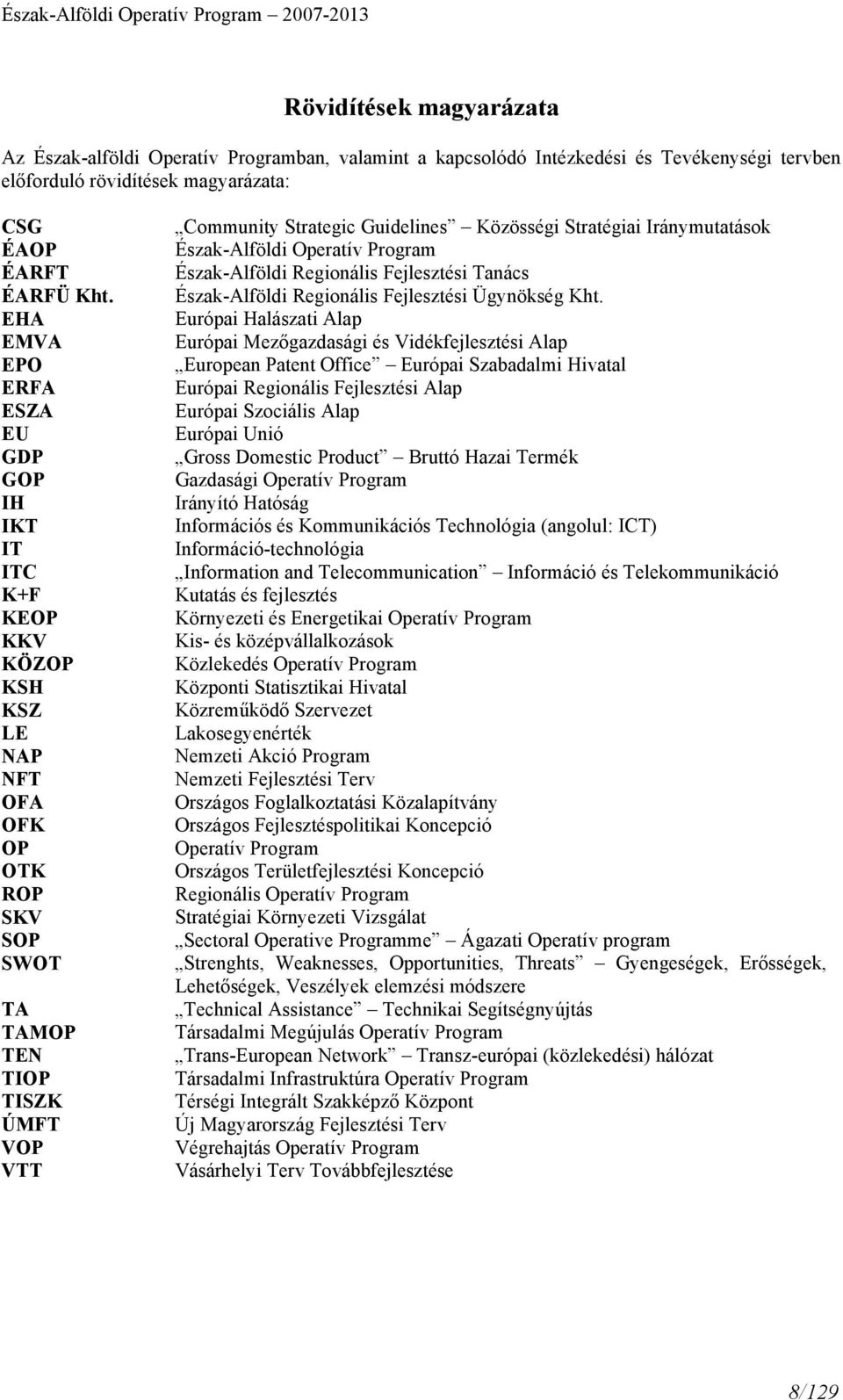 Stratégiai Iránymutatások Észak-Alföldi Operatív Program Észak-Alföldi Regionális Fejlesztési Tanács Észak-Alföldi Regionális Fejlesztési Ügynökség Kht.