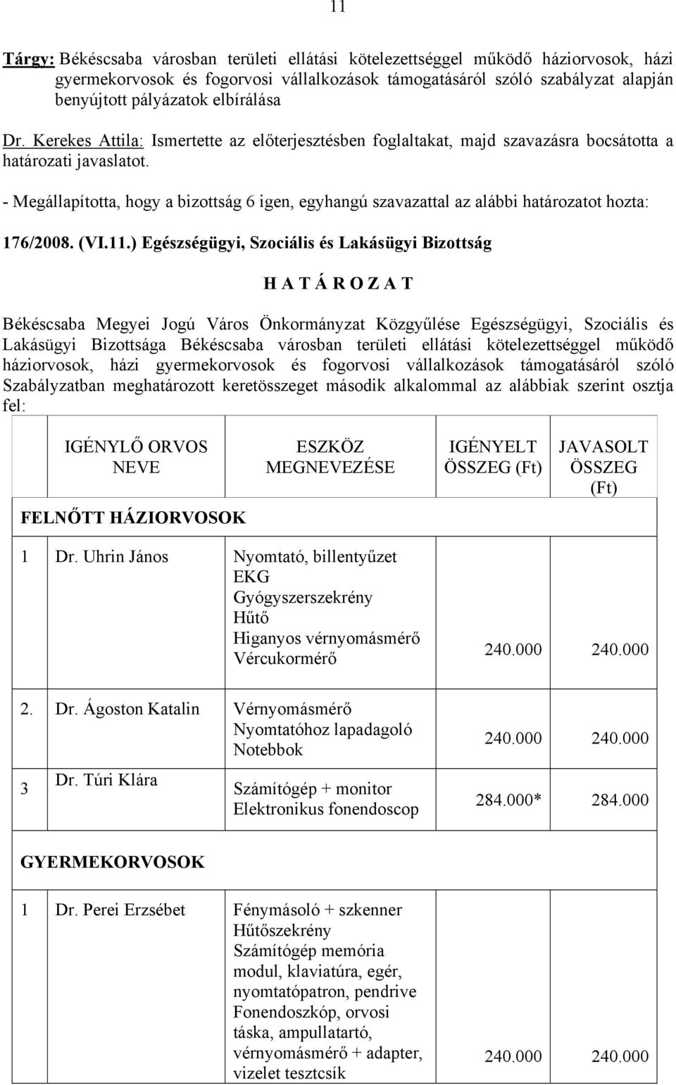 ) Egészségügyi, Szociális és Lakásügyi Bizottság Békéscsaba Megyei Jogú Város Önkormányzat Közgyűlése Egészségügyi, Szociális és Lakásügyi Bizottsága Békéscsaba városban területi ellátási