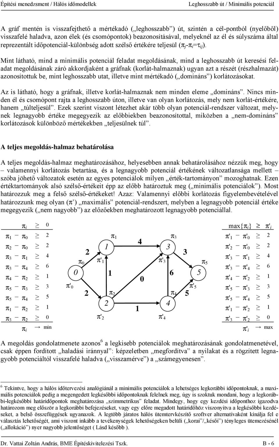 Mint látható, mind a minimális potenciál feladat megoldásának, mind a leghosszabb út keresési feladat megoldásának záró akkordjaként a gráfnak (korlát-halmaznak) ugyan azt a részét (részhalmazát)