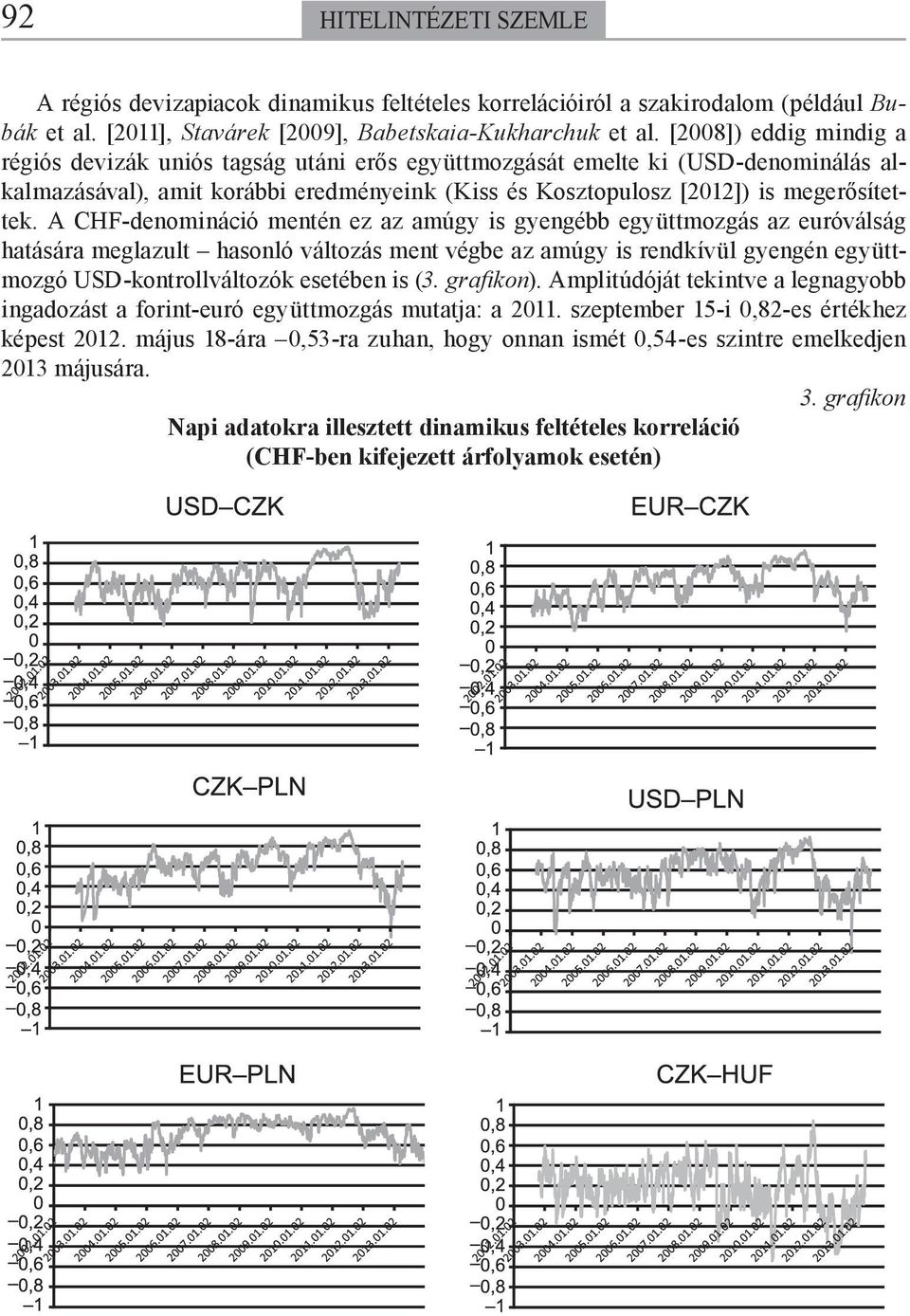 A CHF-denomináció mentén ez az amúgy is gyengébb együttmozgás az euróválság hatására meglazult hasonló változás ment végbe az amúgy is rendkívül gyengén együttmozgó USD-kontrollváltozók esetében is