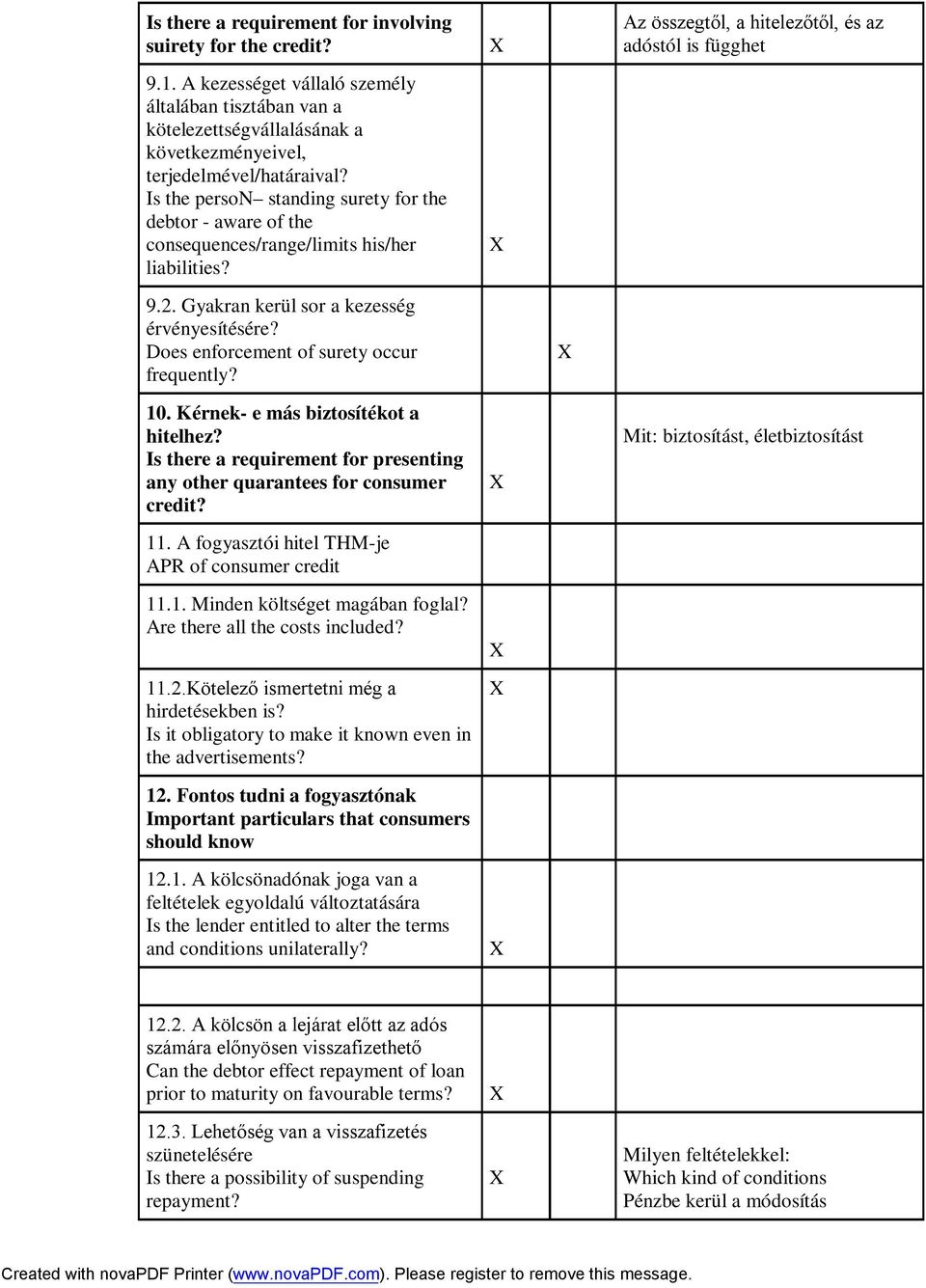 Gyakran kerül sor a kezesség érvényesítésére? Does enforcement of surety occur frequently? 10. Kérnek- e más biztosítékot a hitelhez?