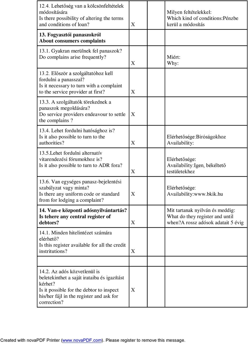 Do service providers endeavour to settle the complains? 13.4. Lehet fordulni hatósághoz is? Is it also possible to turn to the authorities? 13.5.Lehet fordulni alternatív vitarendezési fórumokhoz is?