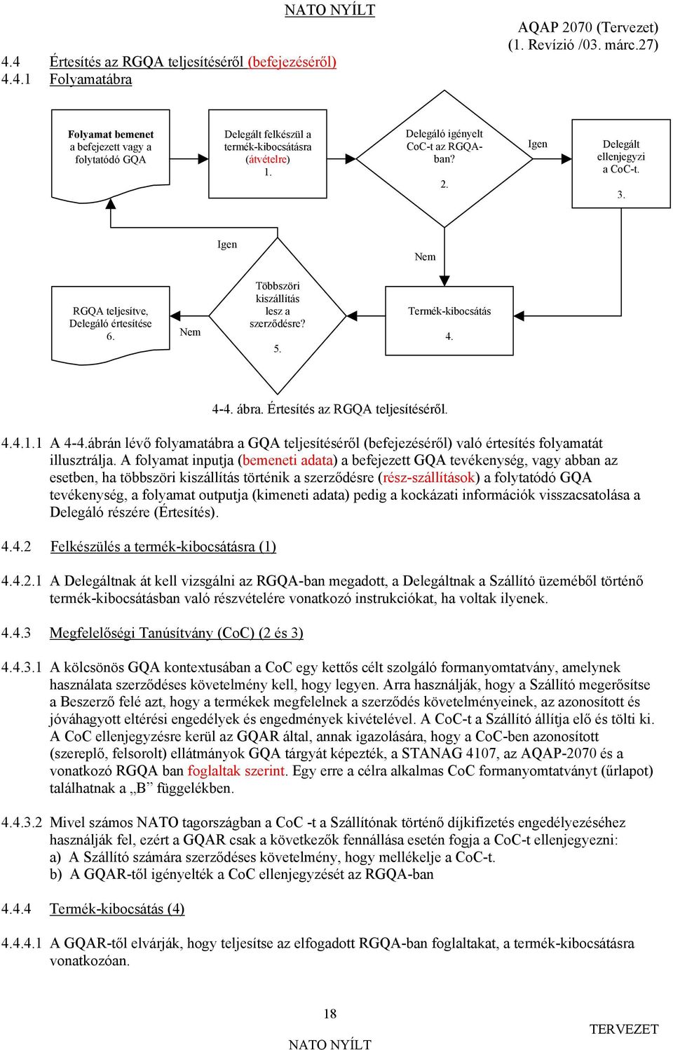 Igen Nem RGQA teljesítve, Delegáló értesítése 6. Nem Többszöri kiszállítás lesz a szerződésre? 5. Termék-kibocsátás 4. 4-4. ábra. Értesítés az RGQA teljesítéséről. 4.4.1.1 A 4-4.