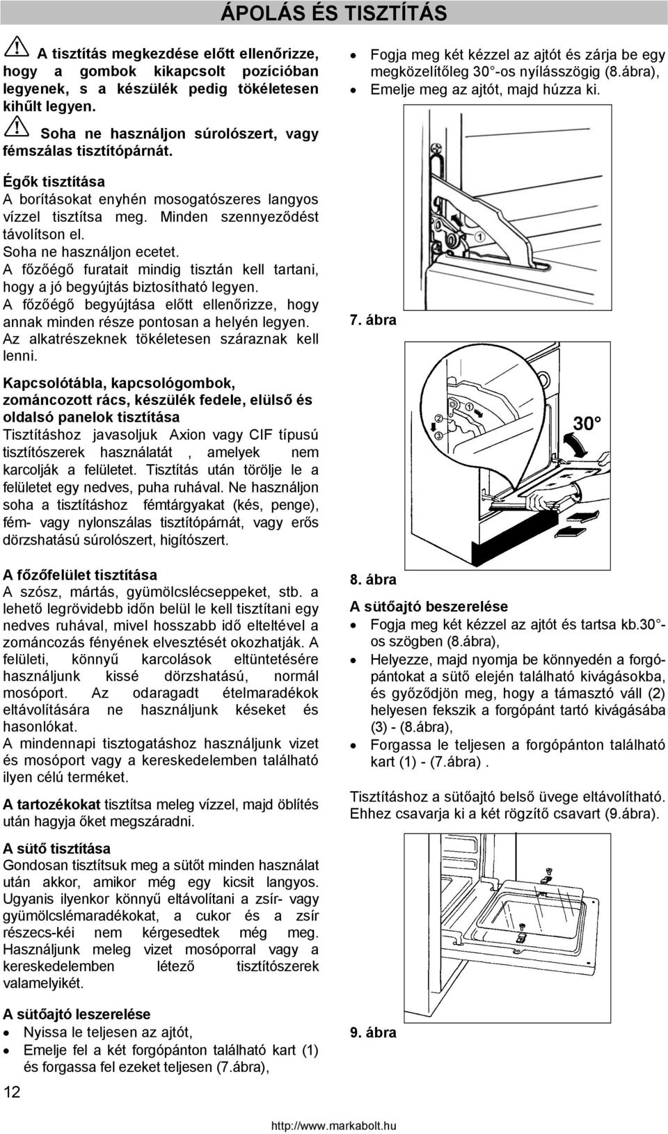 Égők tisztítása A borításokat enyhén mosogatószeres langyos vízzel tisztítsa meg. Minden szennyeződést távolítson el. Soha ne használjon ecetet.