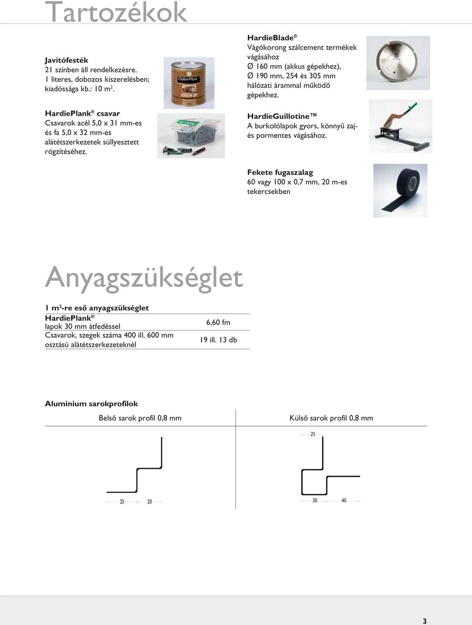 HardieBlade Vágókorong szálcement termékek vágásához Ø 160 mm (akkus gépekhez), Ø 190 mm, 254 és 305 mm hálózati árammal működő gépekhez.